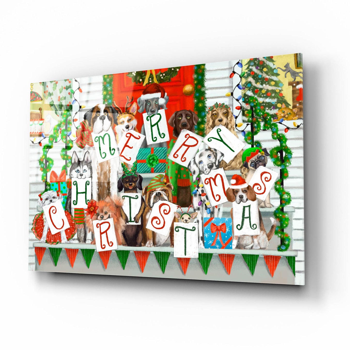Epic Art 'Doggie Merry Christmas' by Christine Rotolo, Acrylic Glass Wall Art,16x12