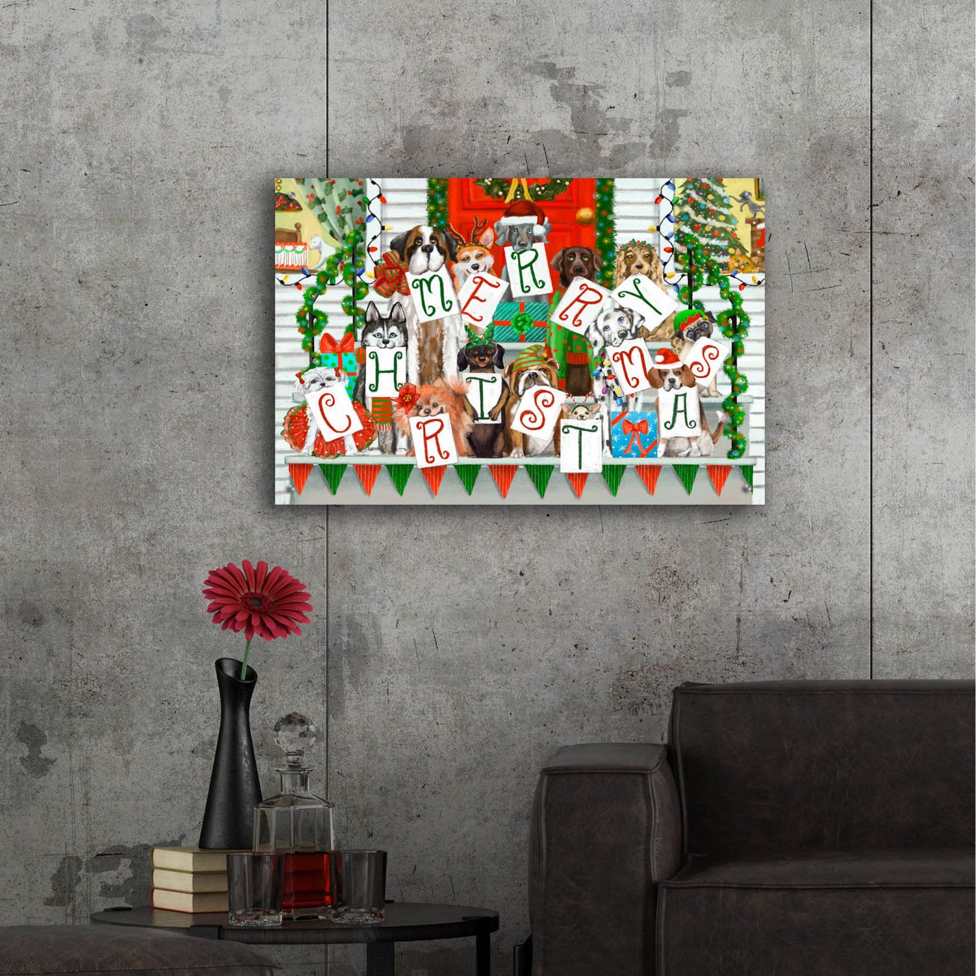 Epic Art 'Doggie Merry Christmas' by Christine Rotolo, Acrylic Glass Wall Art,36x24