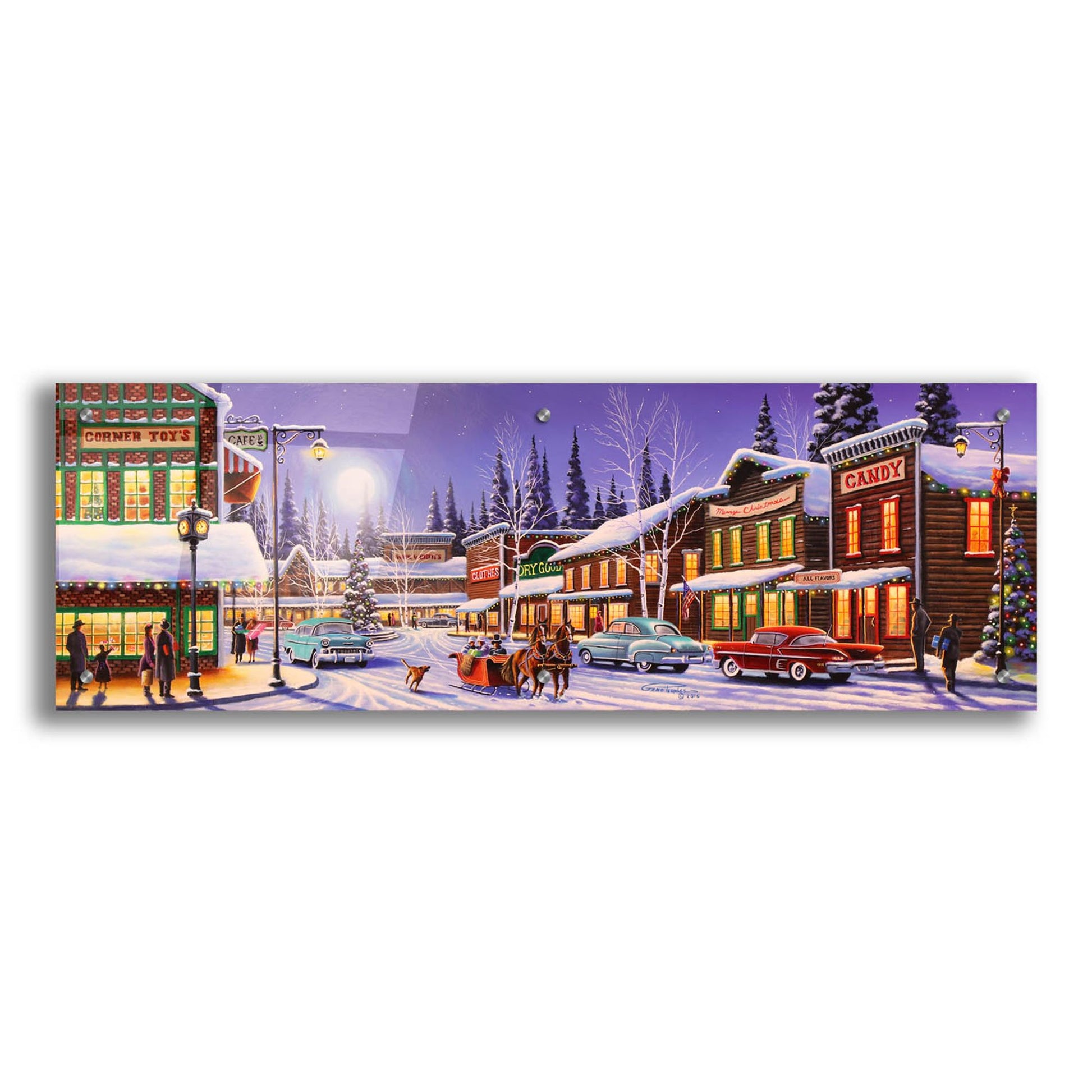 Epic Art 'Main Street Christmas' by Geno Peoples, Acrylic Glass Wall Art,36x12