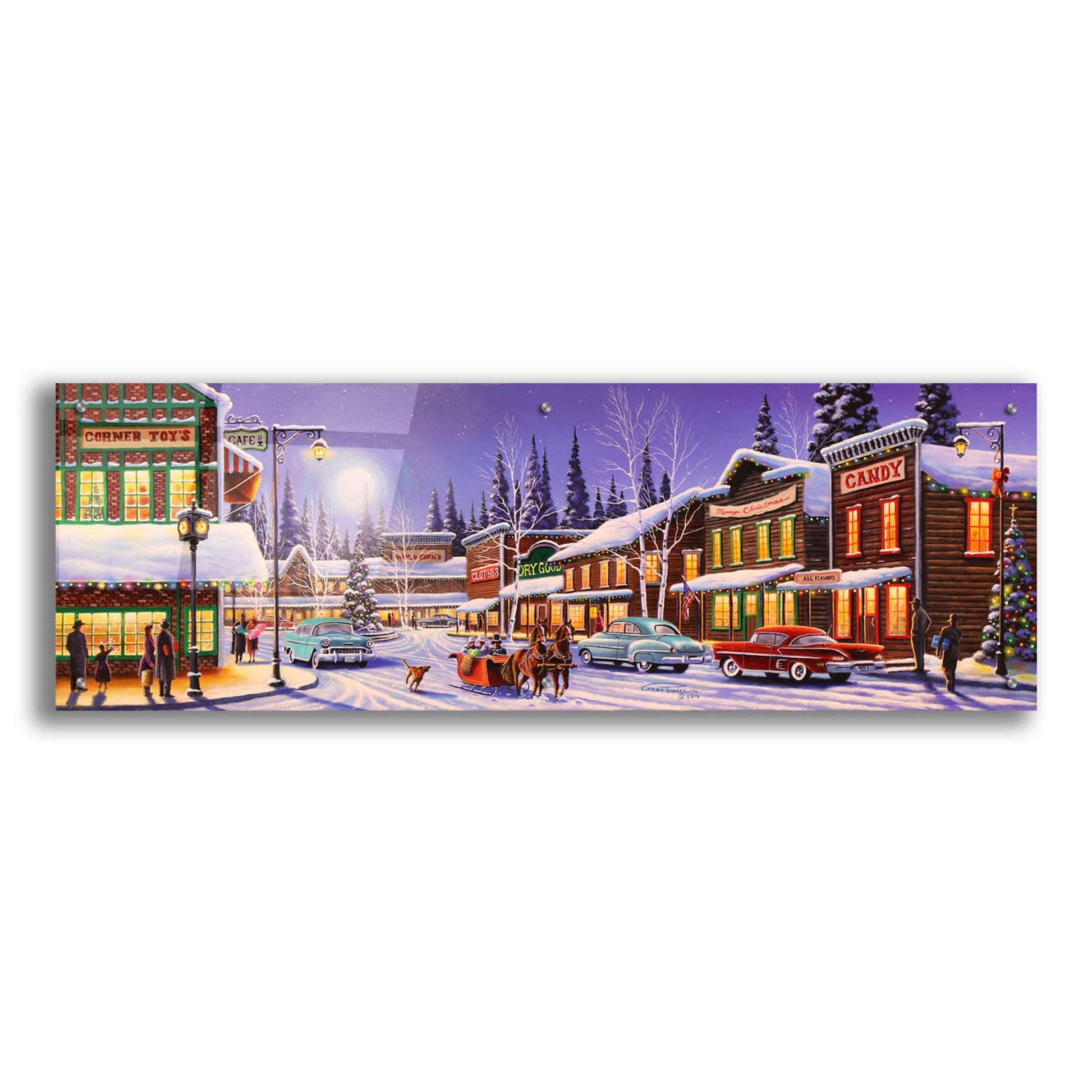 Epic Art 'Main Street Christmas' by Geno Peoples, Acrylic Glass Wall Art,48x16