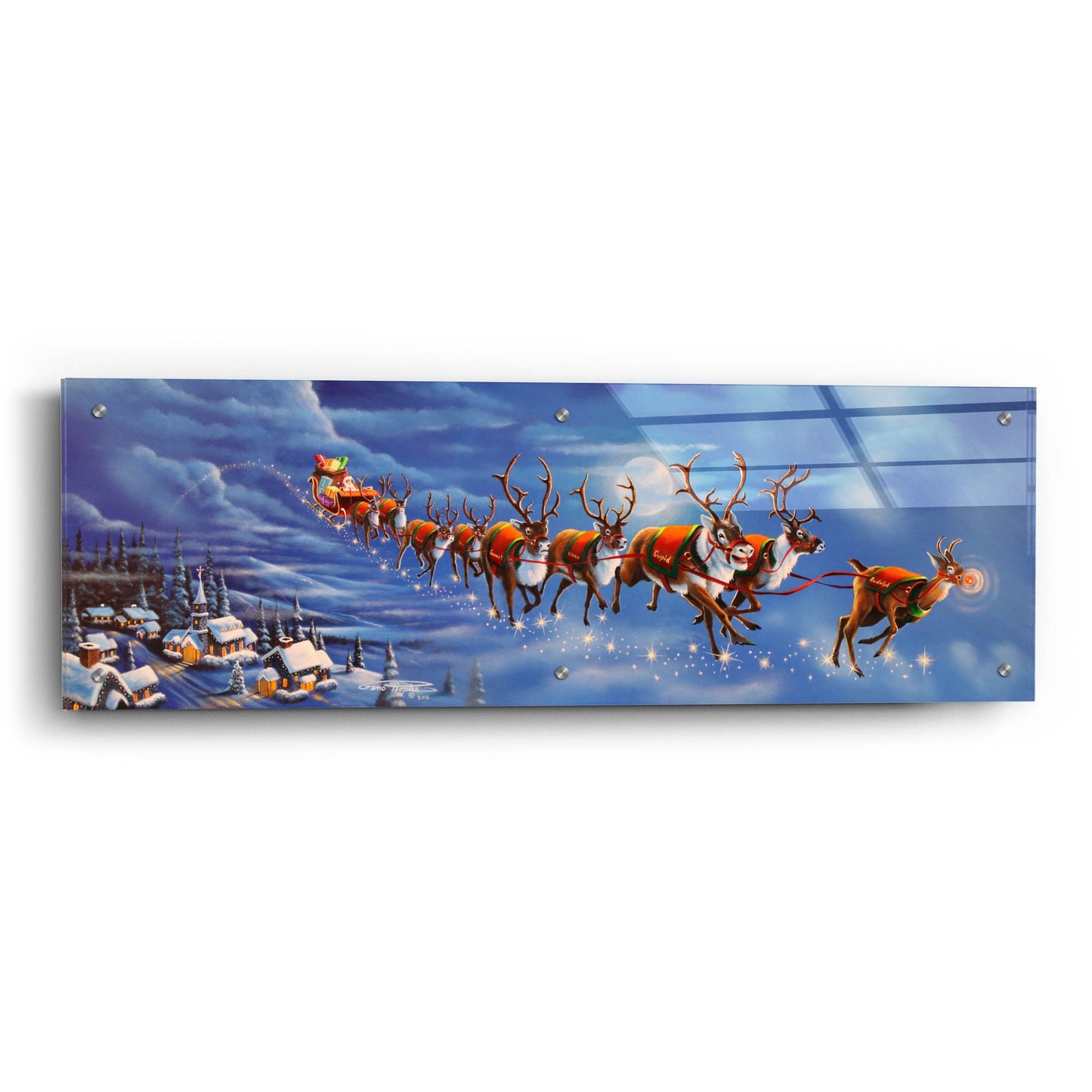 Epic Art 'Twas The Night Before Christmas' by Geno Peoples, Acrylic Glass Wall Art,36x12
