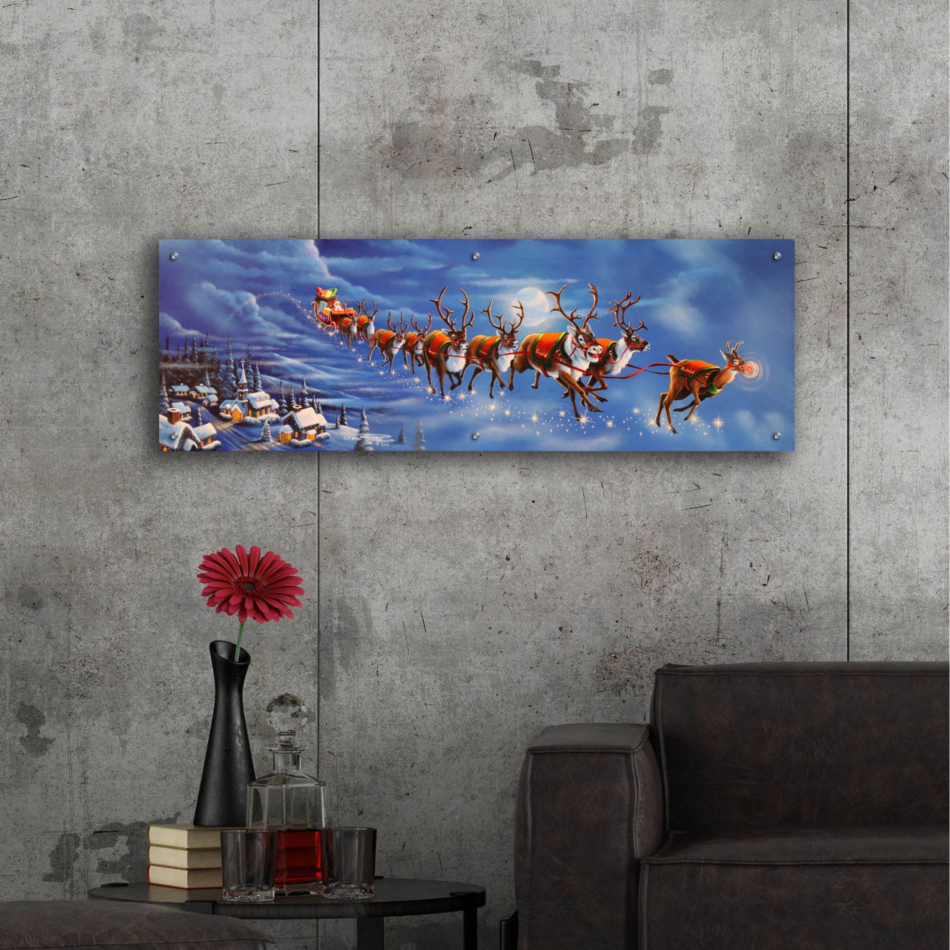 Epic Art 'Twas The Night Before Christmas' by Geno Peoples, Acrylic Glass Wall Art,48x16