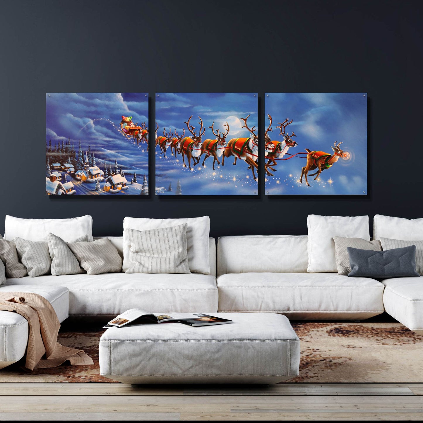 Epic Art 'Twas The Night Before Christmas' by Geno Peoples, Acrylic Glass Wall Art, 3 Piece Set,108x36