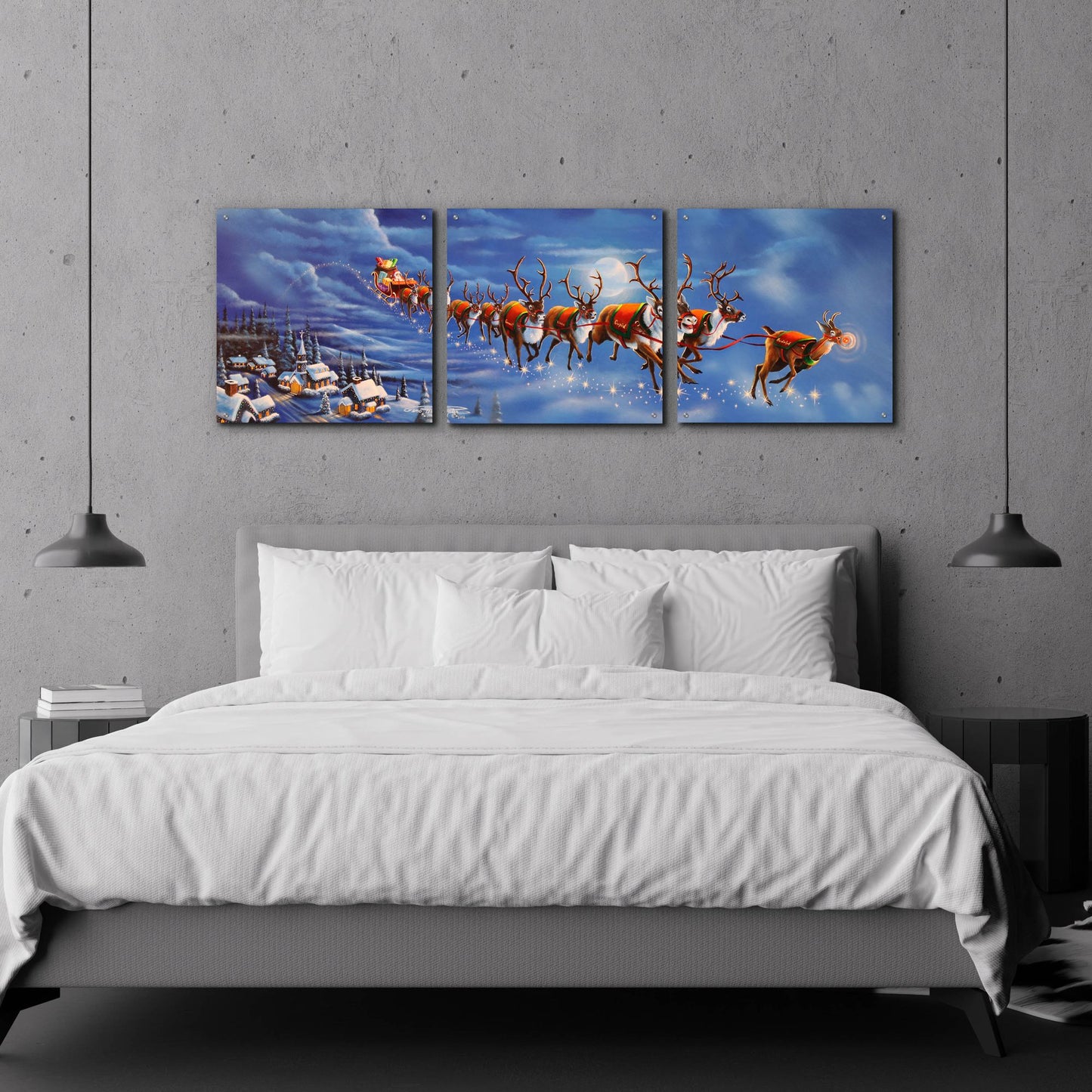 Epic Art 'Twas The Night Before Christmas' by Geno Peoples, Acrylic Glass Wall Art, 3 Piece Set,72x24