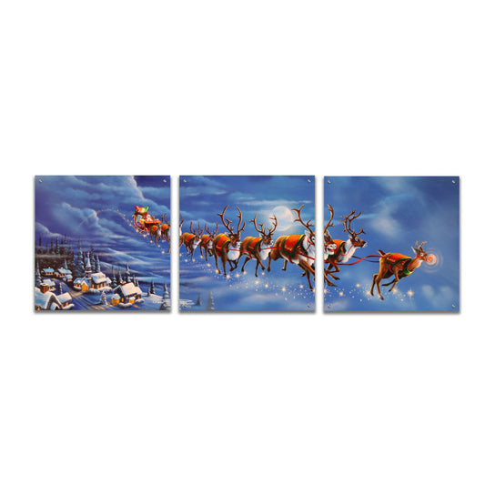 Epic Art 'Twas The Night Before Christmas' by Geno Peoples, Acrylic Glass Wall Art, 3 Piece Set