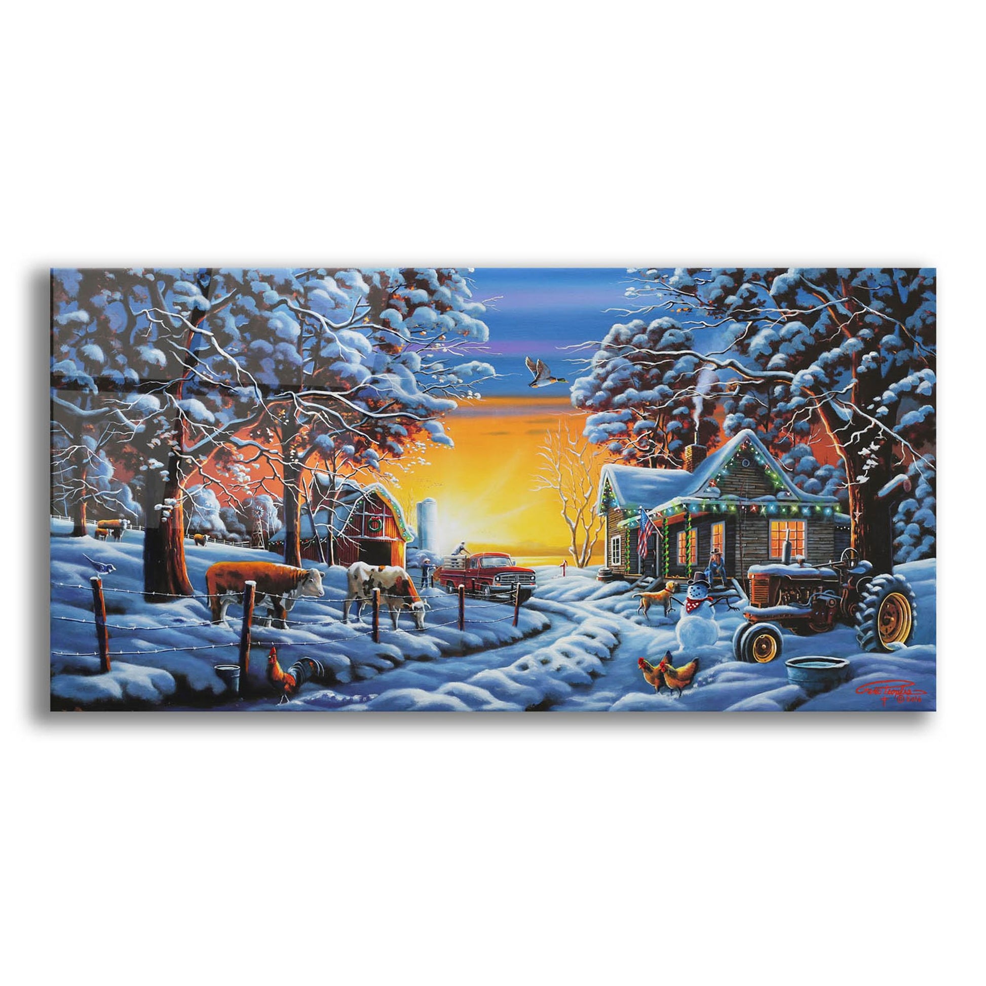 Epic Art 'Country Christmas' by Geno Peoples, Acrylic Glass Wall Art,24x12