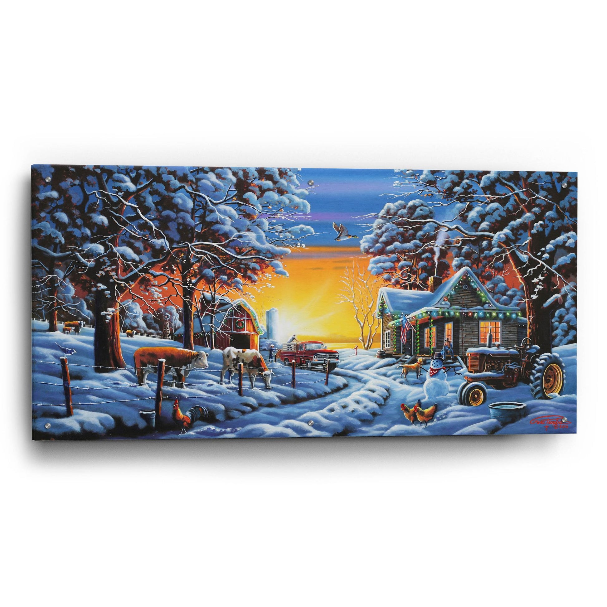 Epic Art 'Country Christmas' by Geno Peoples, Acrylic Glass Wall Art,48x24