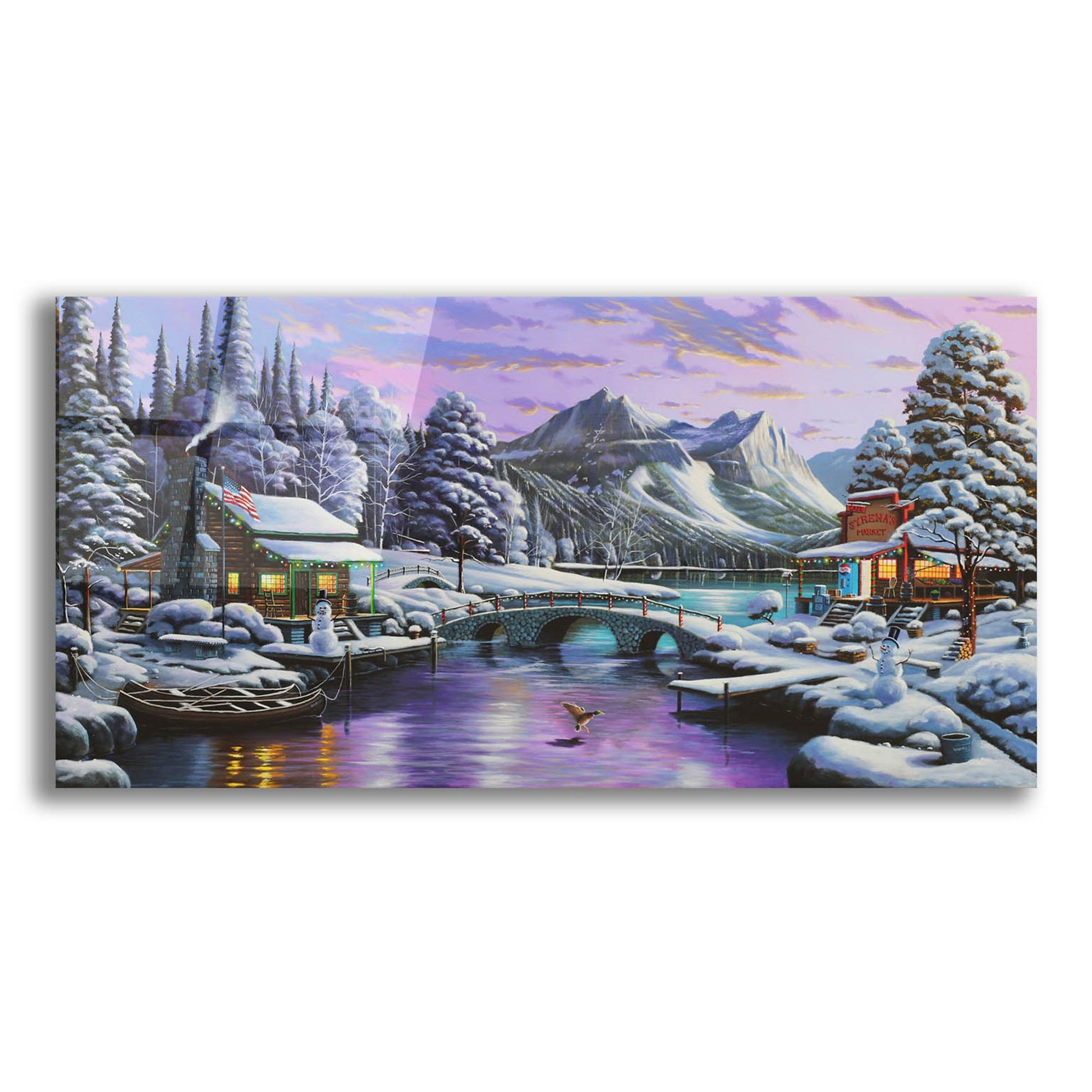 Epic Art 'White Christmas' by Geno Peoples, Acrylic Glass Wall Art,24x12