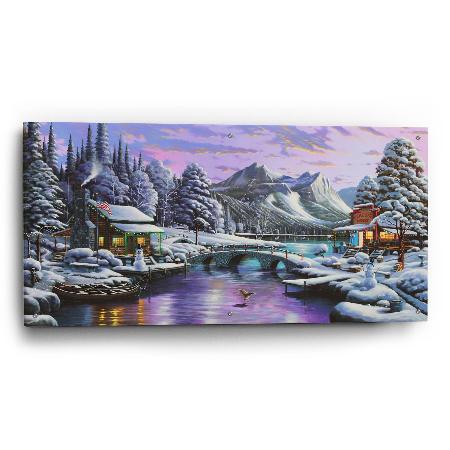 Epic Art 'White Christmas' by Geno Peoples, Acrylic Glass Wall Art,48x24