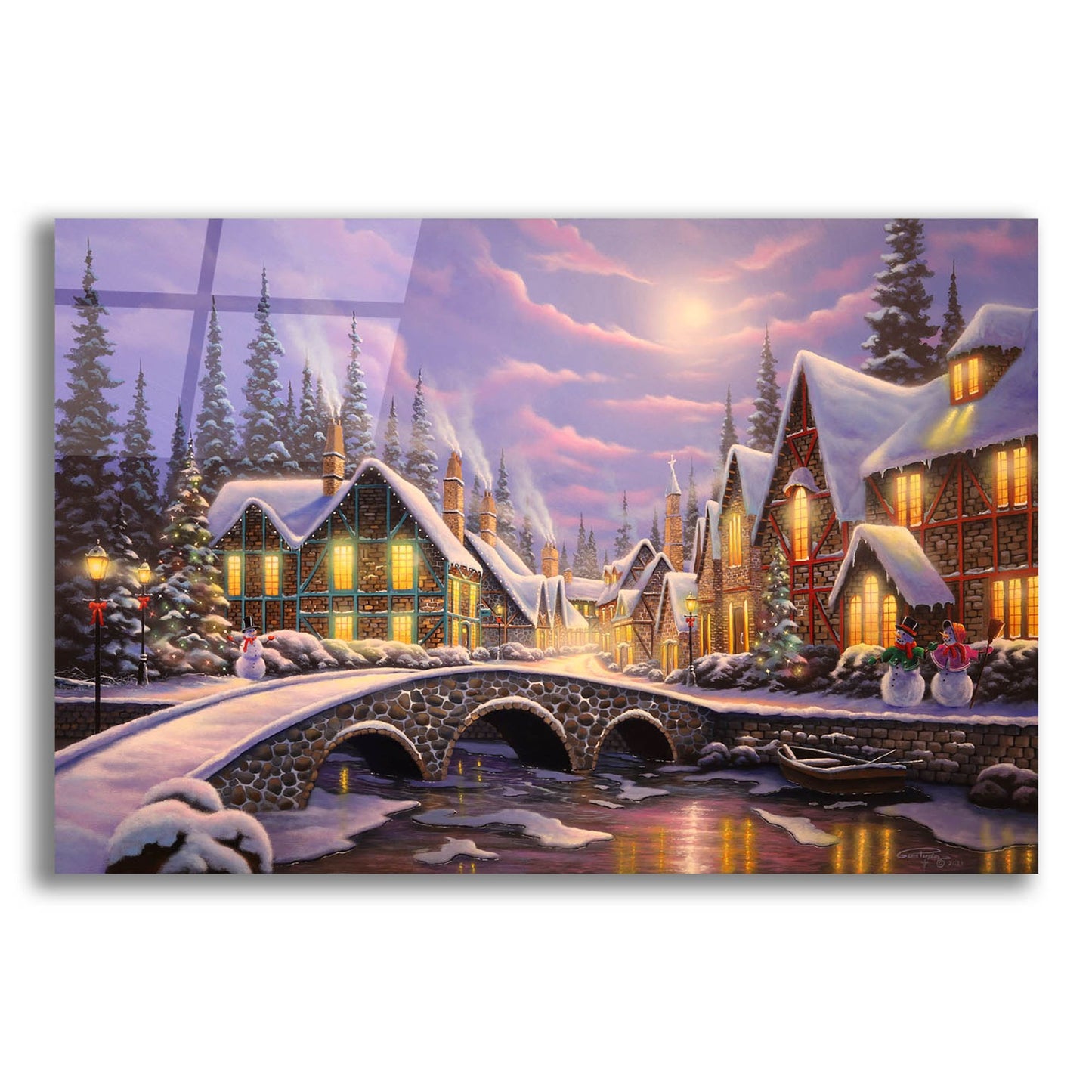 Epic Art 'A Snowy Christmas' by Geno Peoples, Acrylic Glass Wall Art,16x12