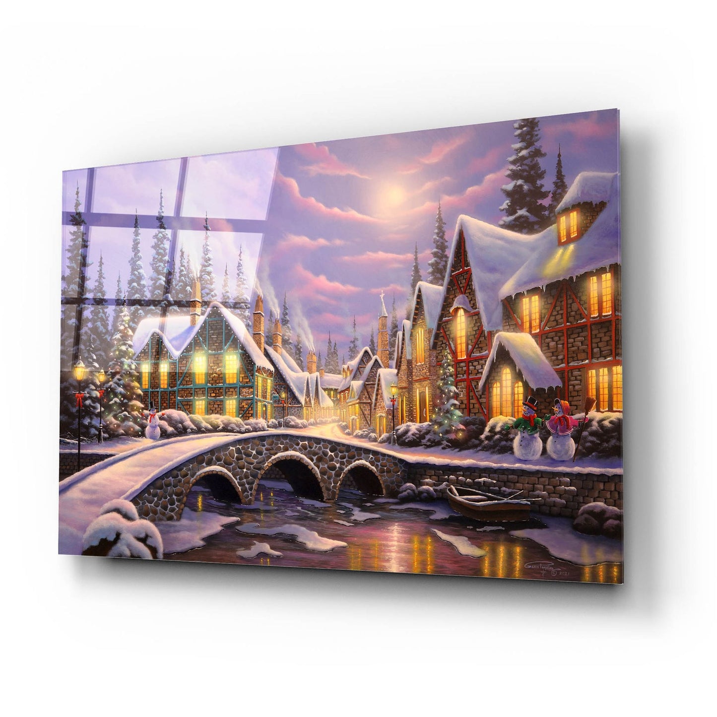 Epic Art 'A Snowy Christmas' by Geno Peoples, Acrylic Glass Wall Art,24x16