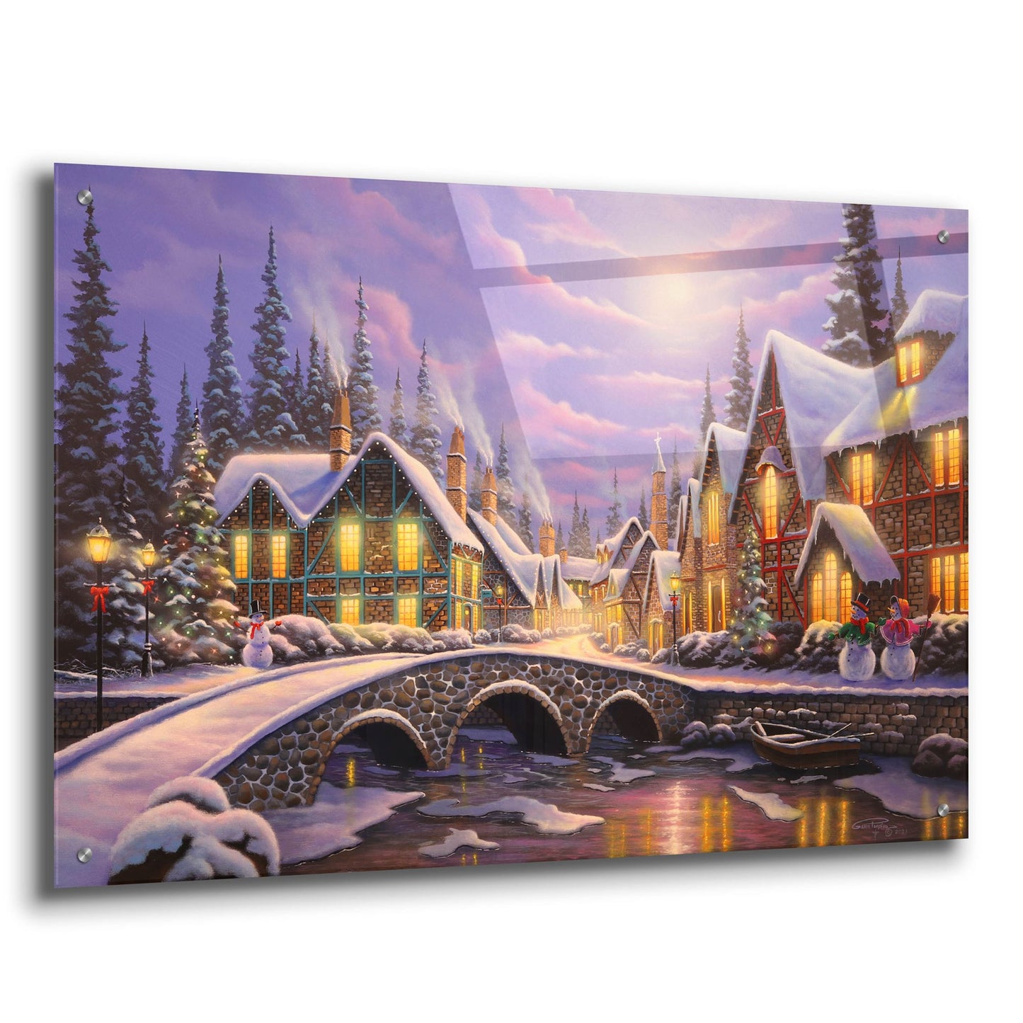 Epic Art 'A Snowy Christmas' by Geno Peoples, Acrylic Glass Wall Art,36x24