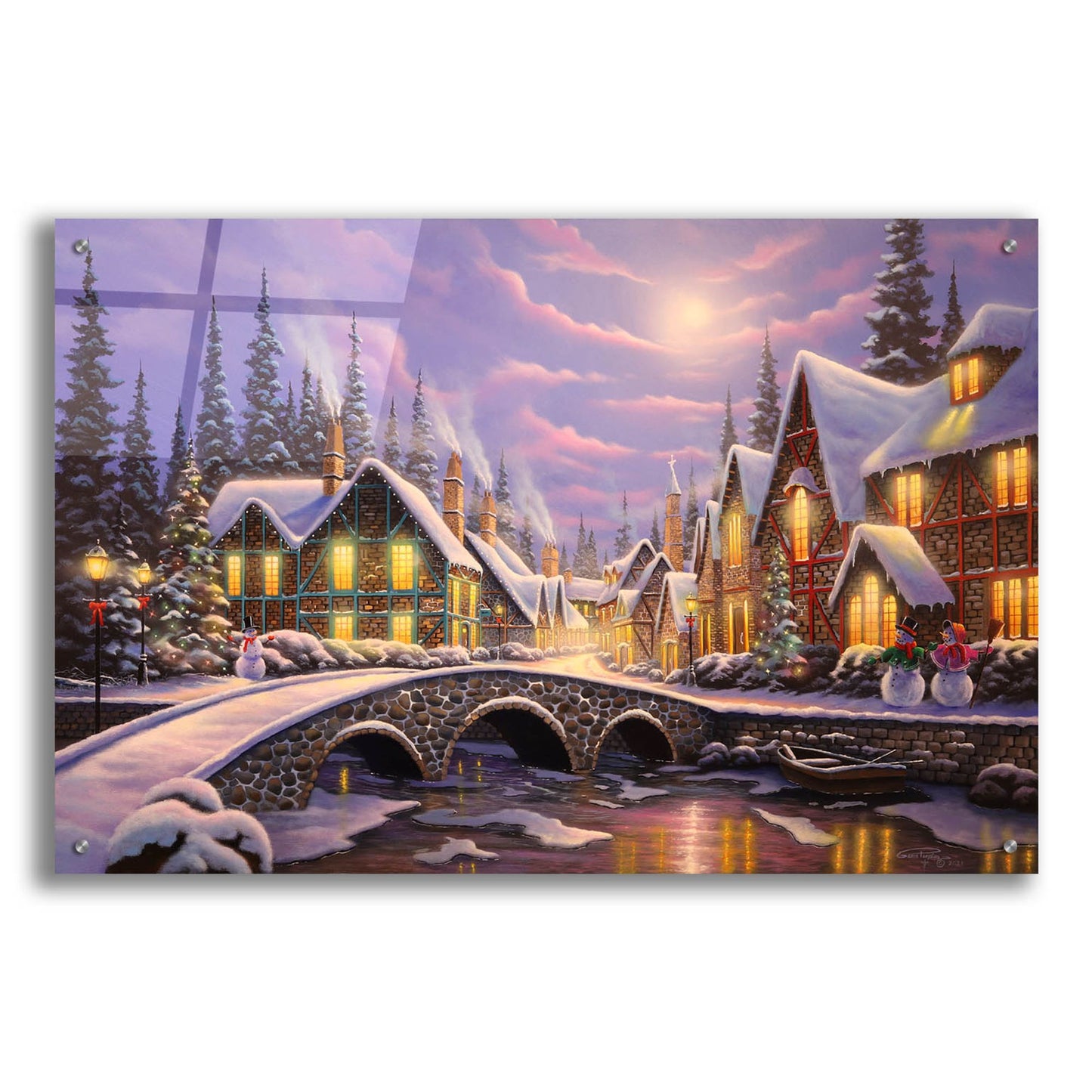 Epic Art 'A Snowy Christmas' by Geno Peoples, Acrylic Glass Wall Art,36x24