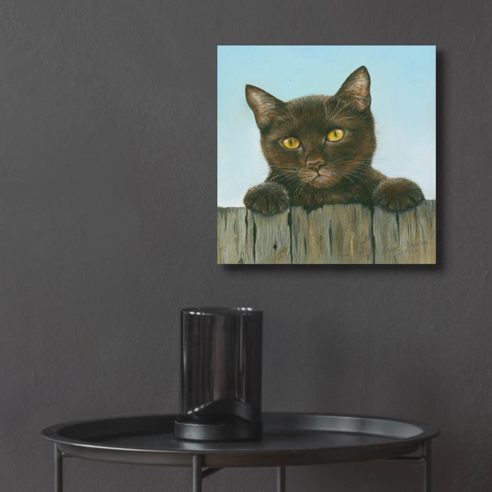 Epic Art 'Black Kitten' by Janet Pidoux, Acrylic Glass Wall Art,12x12