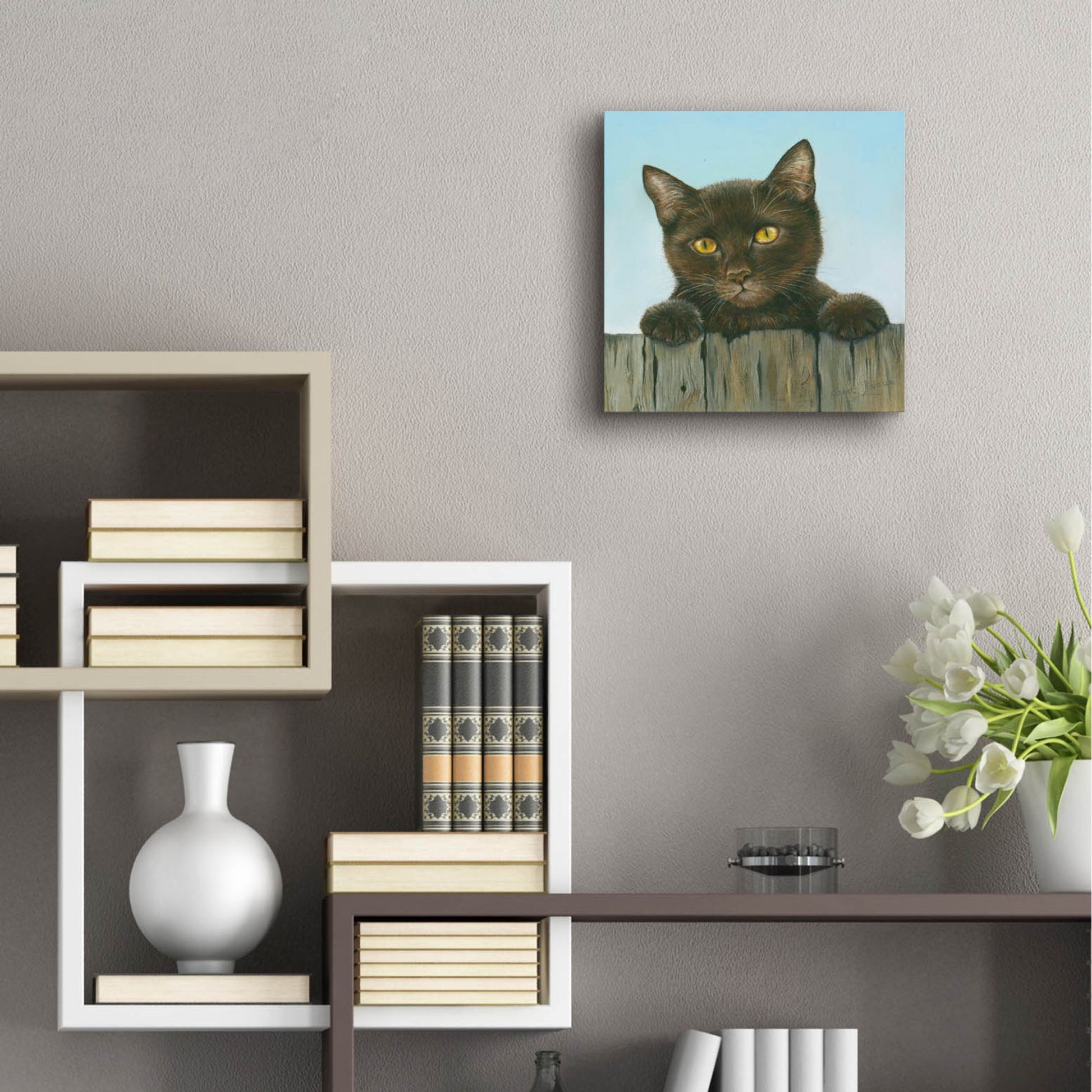 Epic Art 'Black Kitten' by Janet Pidoux, Acrylic Glass Wall Art,12x12