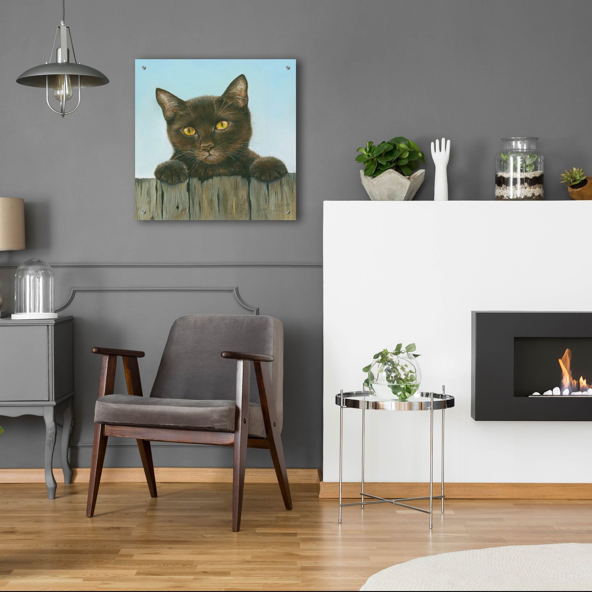 Epic Art 'Black Kitten' by Janet Pidoux, Acrylic Glass Wall Art,24x24