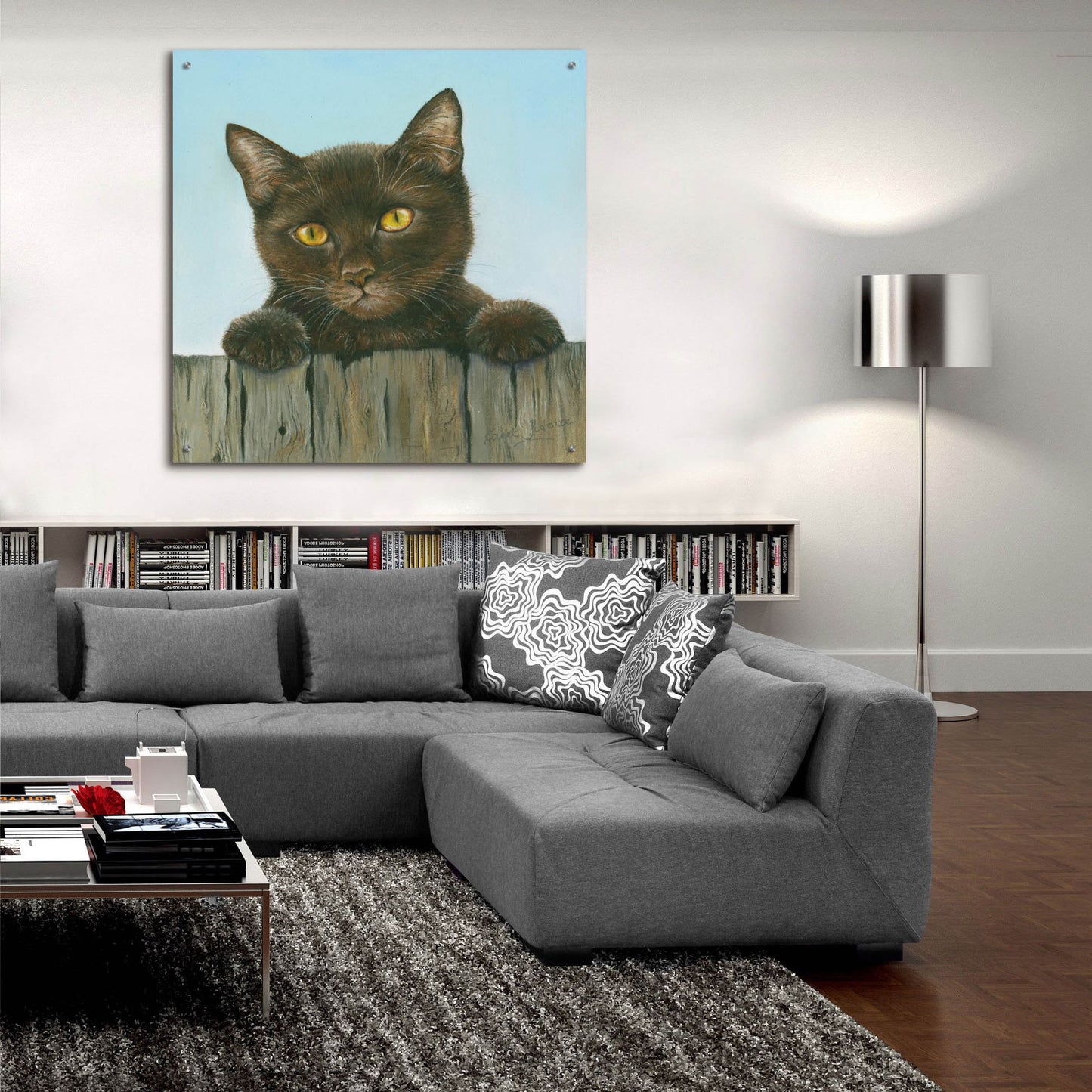 Epic Art 'Black Kitten' by Janet Pidoux, Acrylic Glass Wall Art,36x36