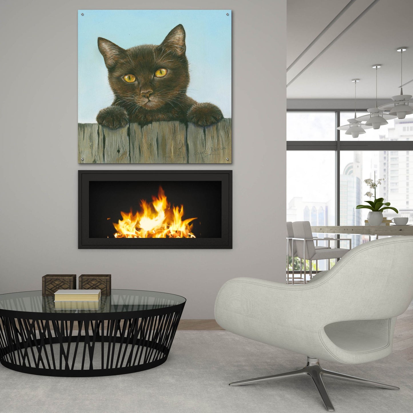 Epic Art 'Black Kitten' by Janet Pidoux, Acrylic Glass Wall Art,36x36