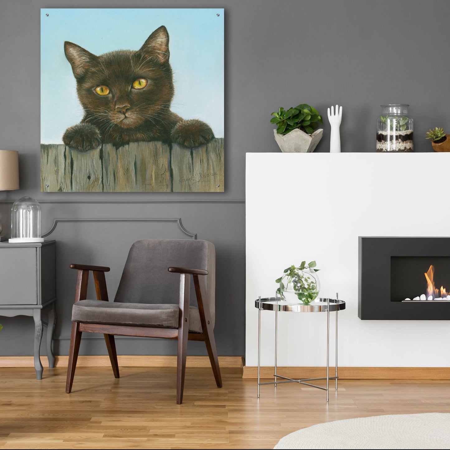 Epic Art 'Black Kitten' by Janet Pidoux, Acrylic Glass Wall Art,36x36