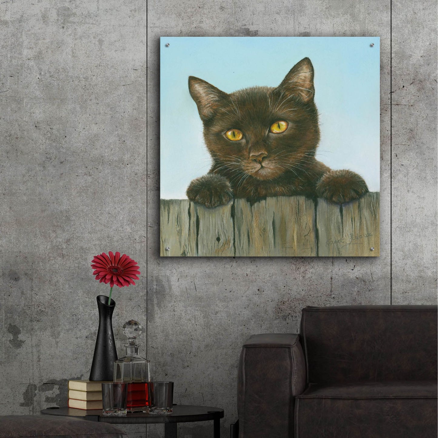 Epic Art 'Black Kitten' by Janet Pidoux, Acrylic Glass Wall Art,36x36