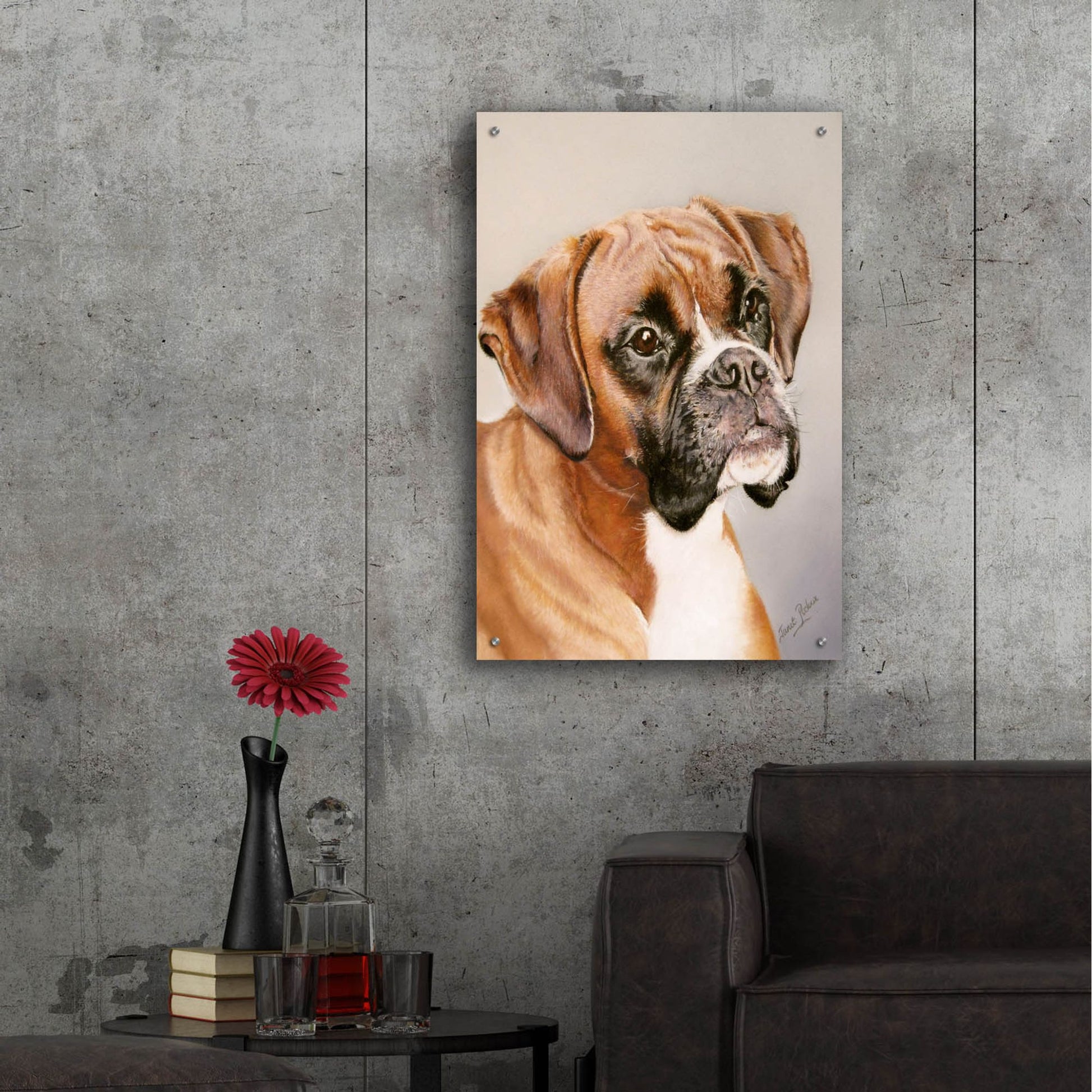 Epic Art 'Boxer' by Janet Pidoux, Acrylic Glass Wall Art,24x36