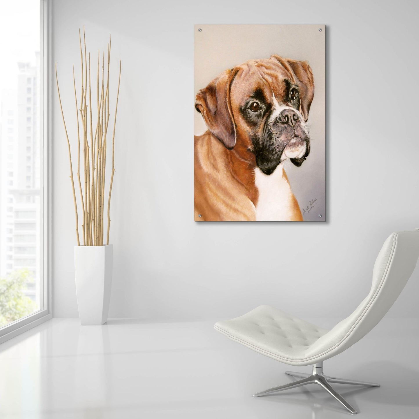 Epic Art 'Boxer' by Janet Pidoux, Acrylic Glass Wall Art,24x36