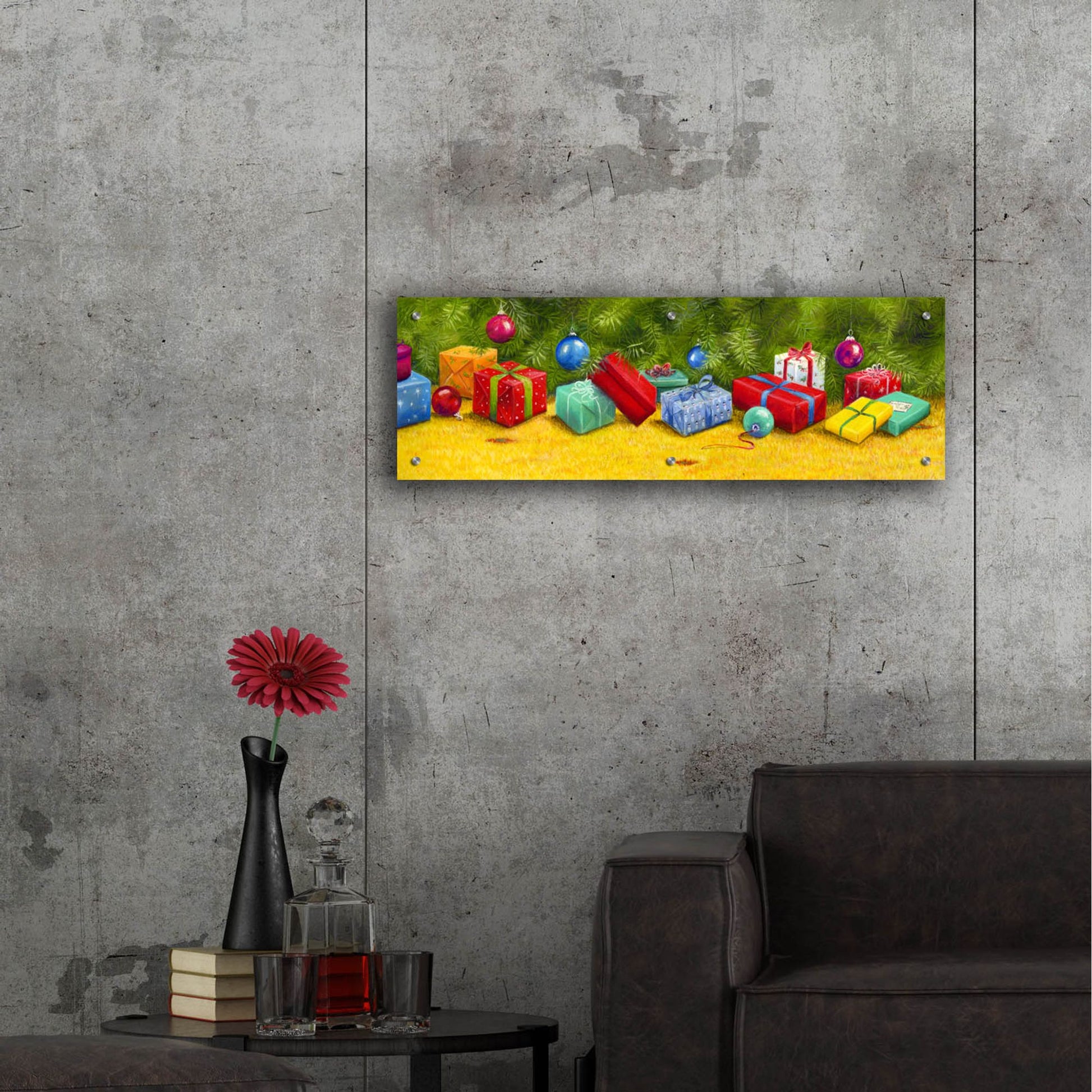 Epic Art 'Christmas Border 1' by Janet Pidoux, Acrylic Glass Wall Art,36x12