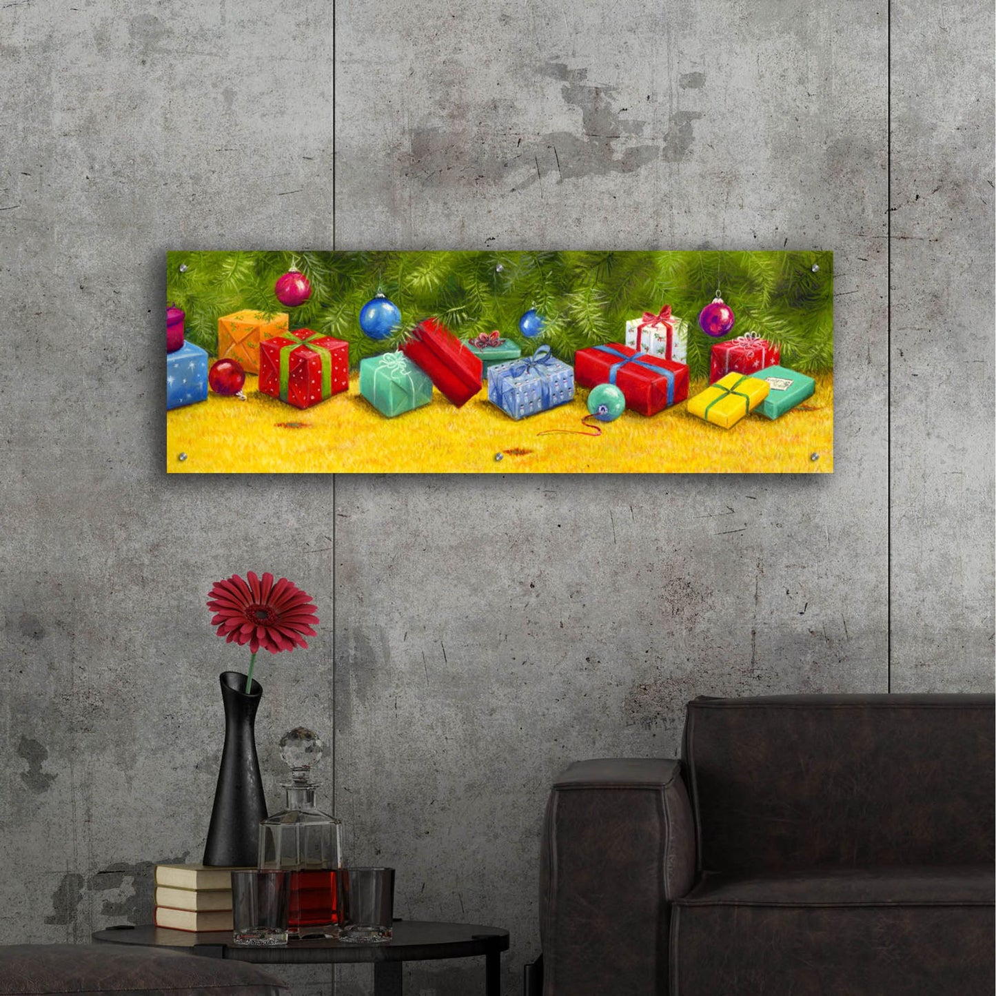 Epic Art 'Christmas Border 1' by Janet Pidoux, Acrylic Glass Wall Art,48x16