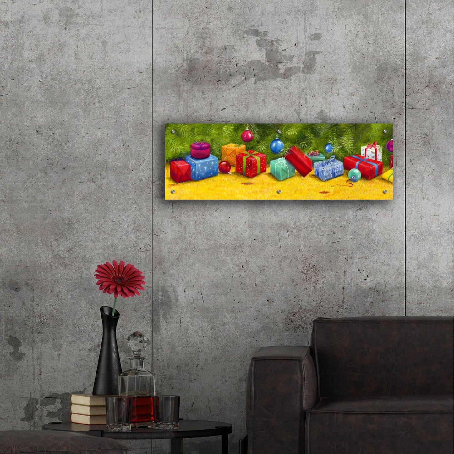 Epic Art 'Christmas Border 2' by Janet Pidoux, Acrylic Glass Wall Art,36x12