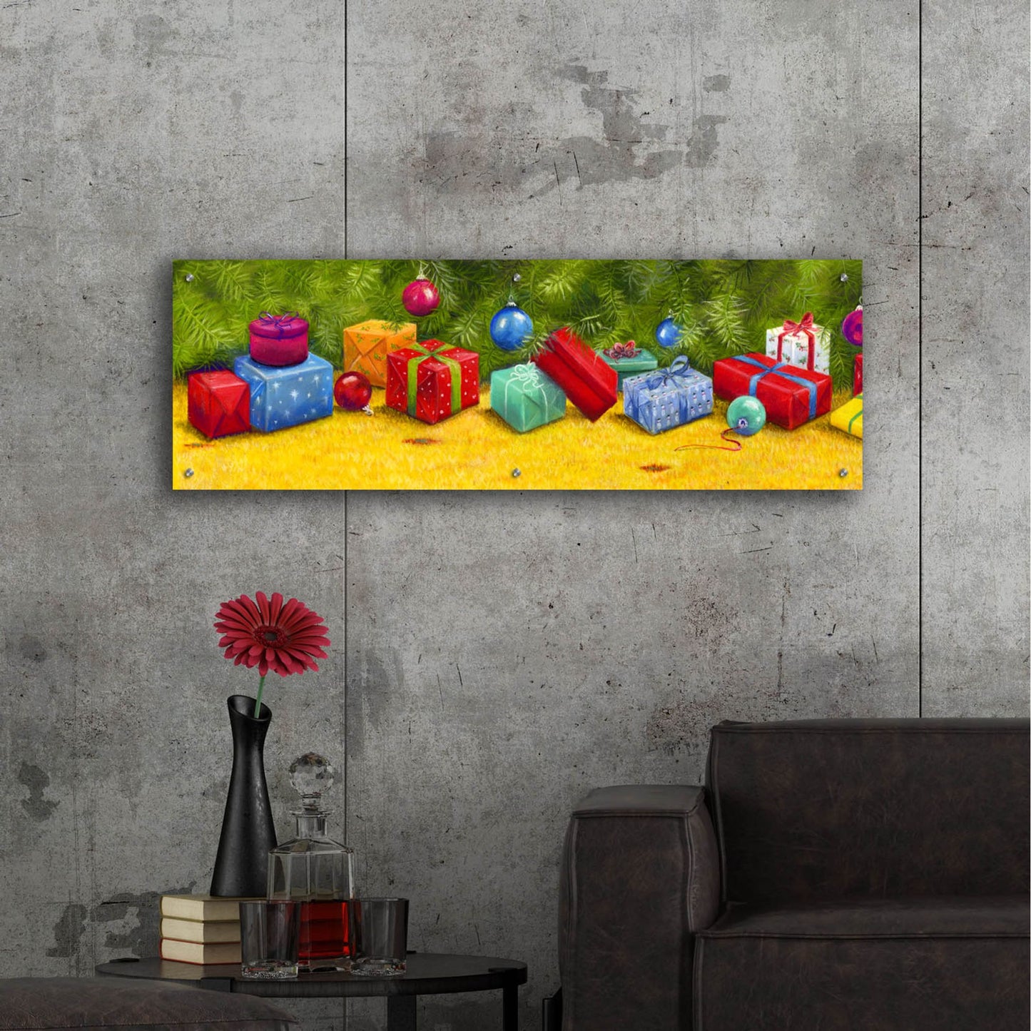 Epic Art 'Christmas Border 2' by Janet Pidoux, Acrylic Glass Wall Art,48x16