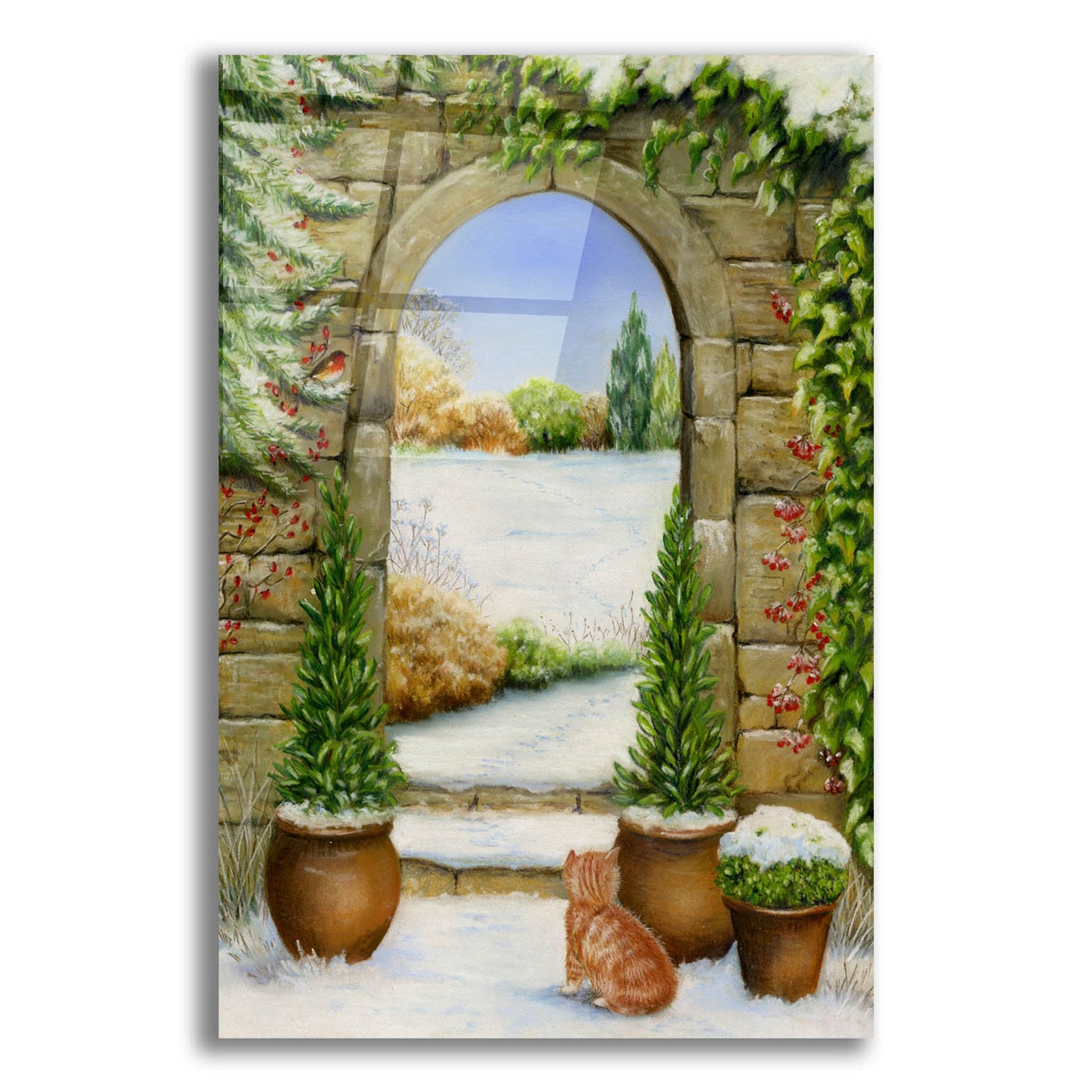 Epic Art 'Christmas Garden' by Janet Pidoux, Acrylic Glass Wall Art,12x16