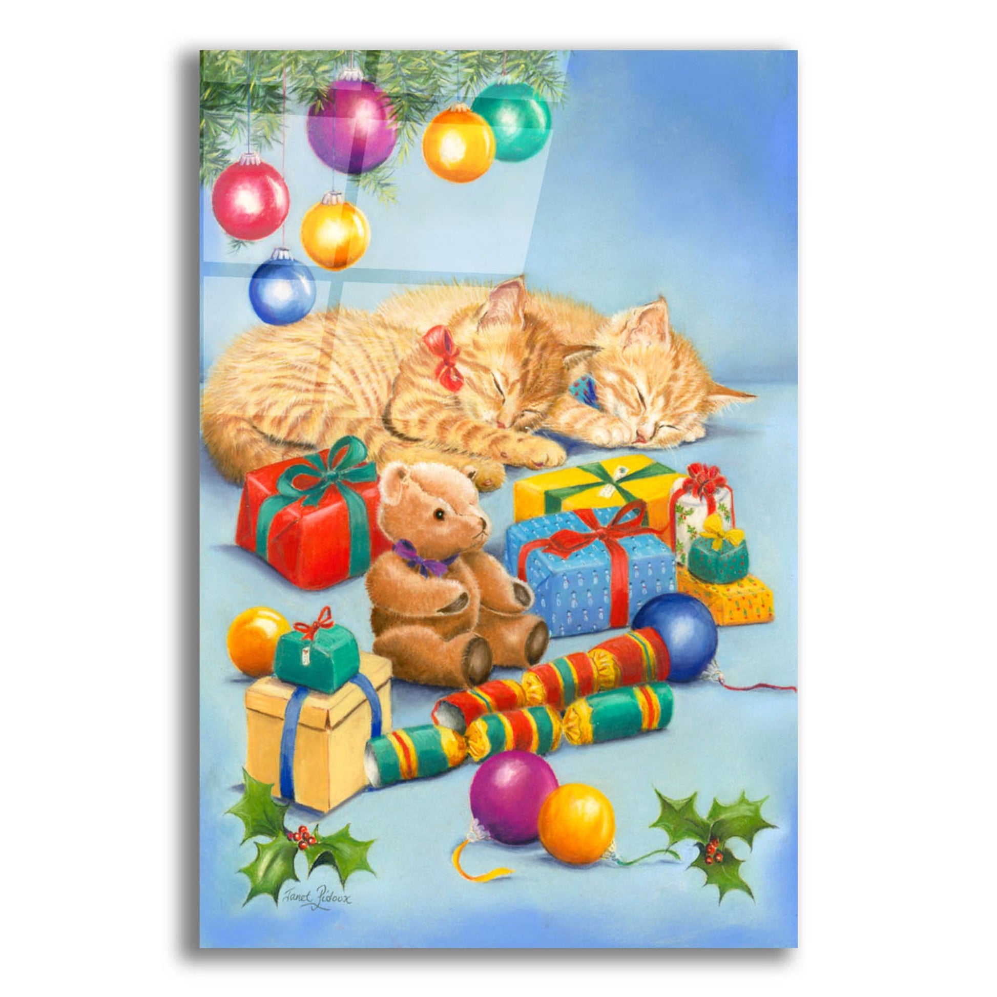 Epic Art 'Christmas Kittens' by Janet Pidoux, Acrylic Glass Wall Art,12x16