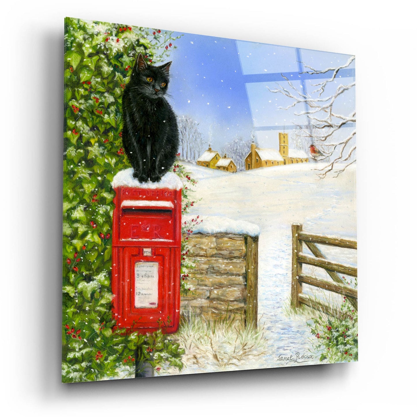 Epic Art 'Christmas Post Box' by Janet Pidoux, Acrylic Glass Wall Art,12x12