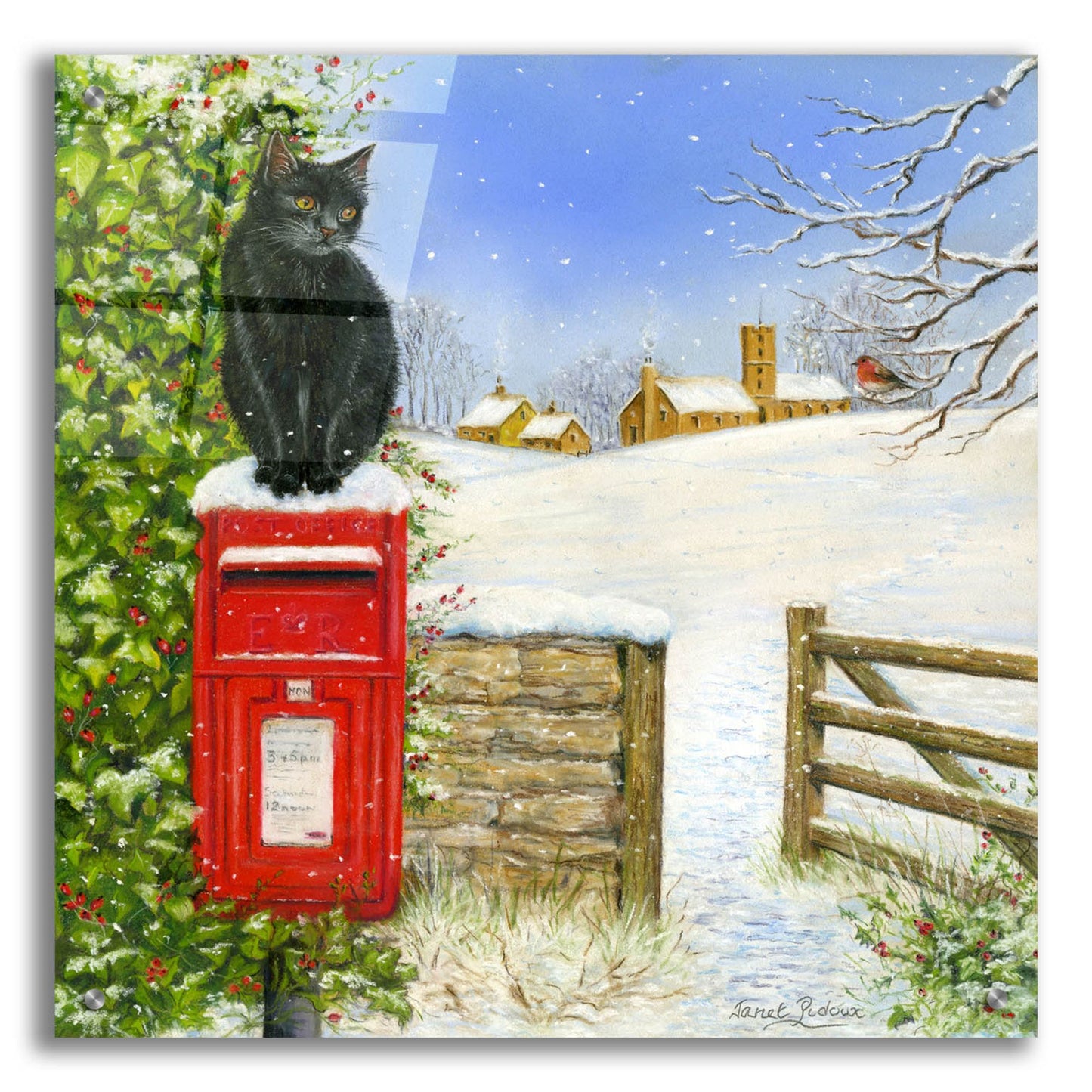 Epic Art 'Christmas Post Box' by Janet Pidoux, Acrylic Glass Wall Art,24x24