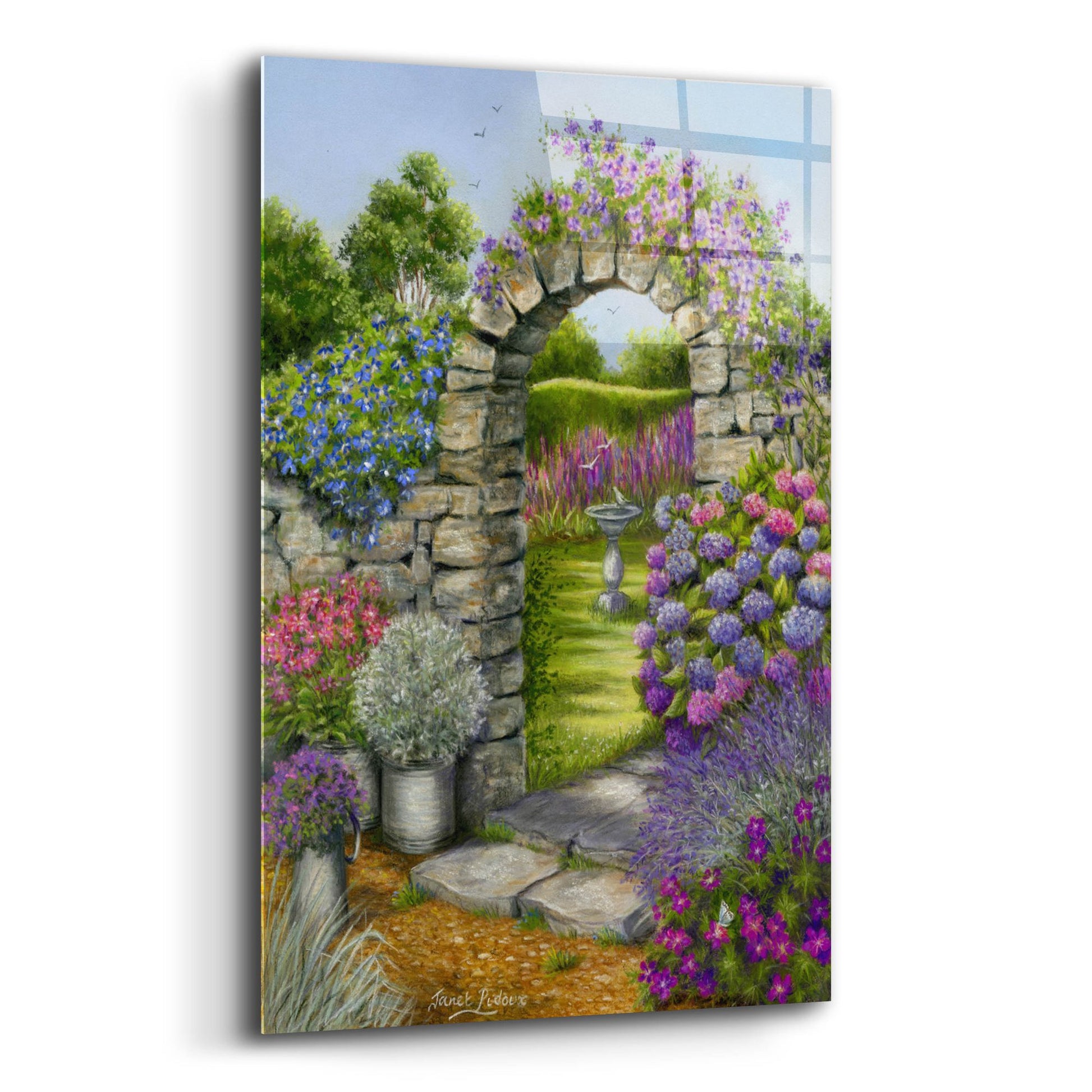 Epic Art 'Cottage Garden' by Janet Pidoux, Acrylic Glass Wall Art,12x16