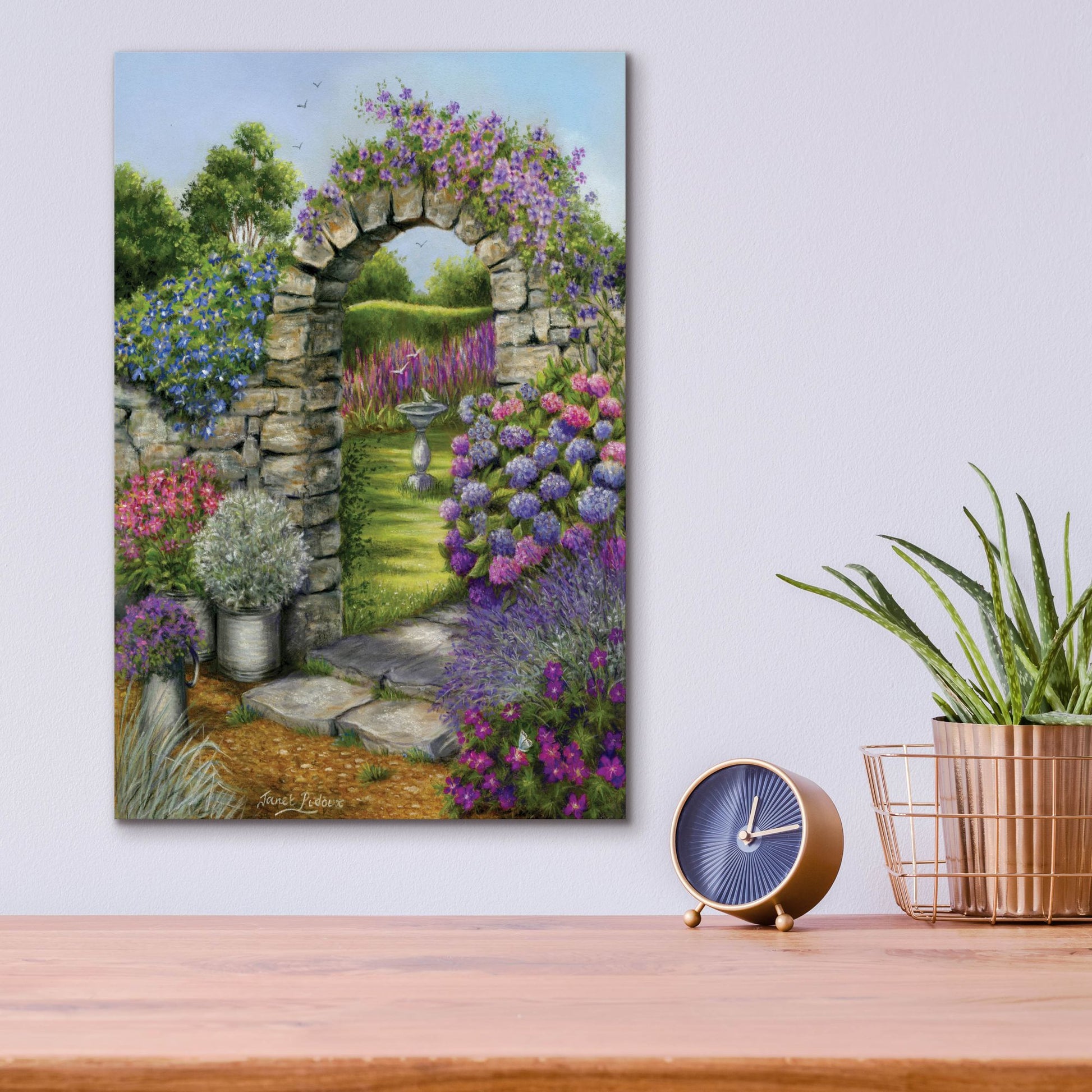 Epic Art 'Cottage Garden' by Janet Pidoux, Acrylic Glass Wall Art,12x16