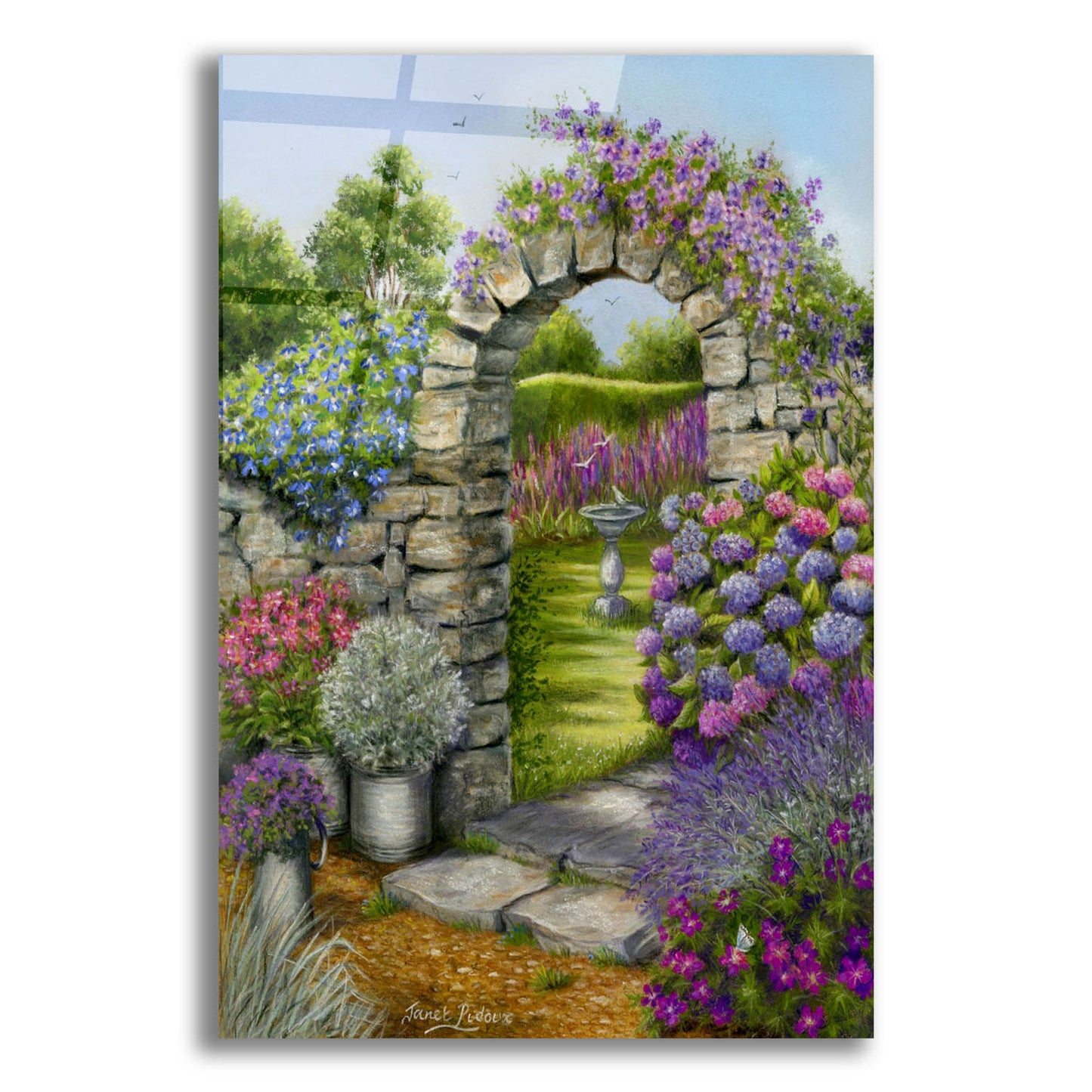 Epic Art 'Cottage Garden' by Janet Pidoux, Acrylic Glass Wall Art,12x16