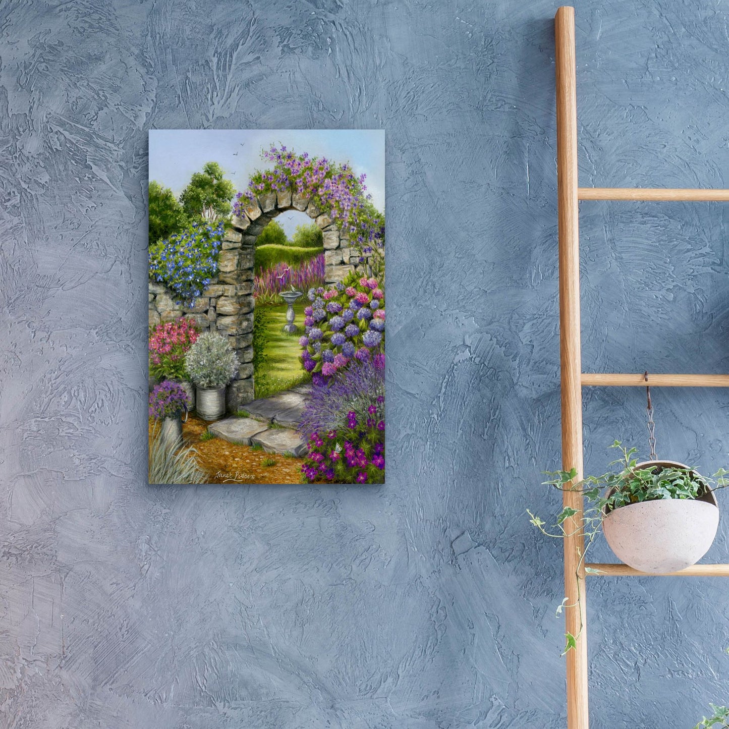 Epic Art 'Cottage Garden' by Janet Pidoux, Acrylic Glass Wall Art,16x24