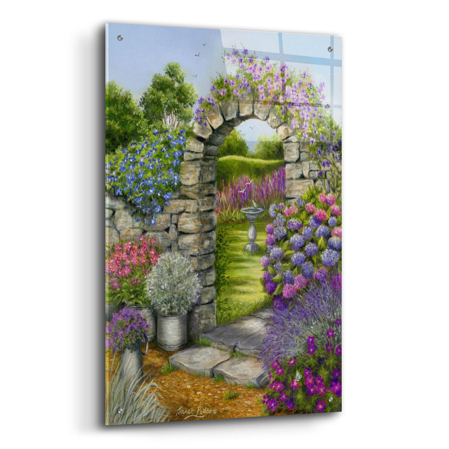 Epic Art 'Cottage Garden' by Janet Pidoux, Acrylic Glass Wall Art,24x36