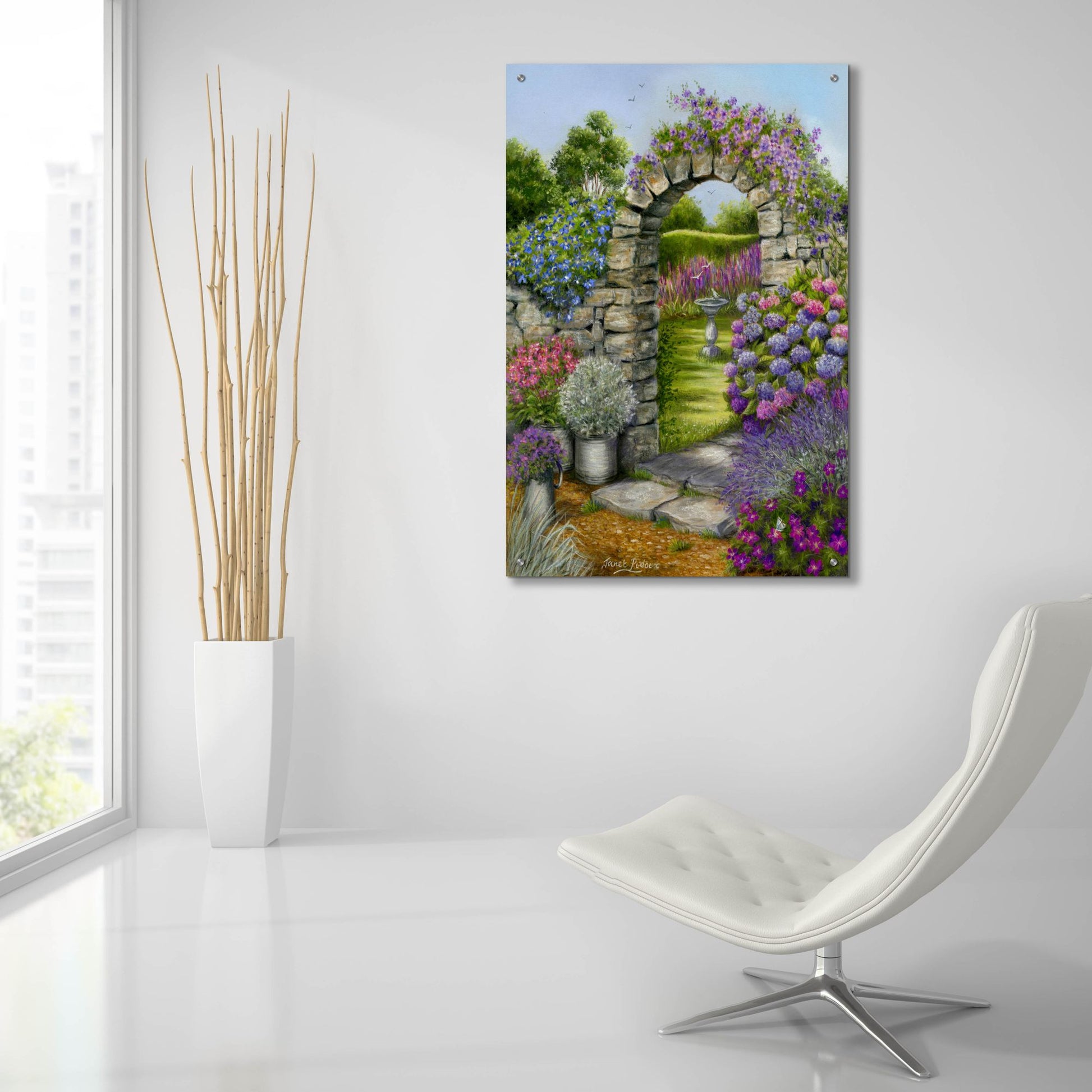 Epic Art 'Cottage Garden' by Janet Pidoux, Acrylic Glass Wall Art,24x36