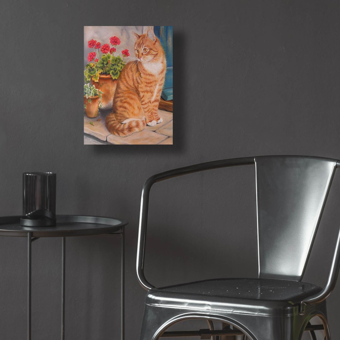 Epic Art 'Ginger Cat On Doorstep' by Janet Pidoux, Acrylic Glass Wall Art,12x16