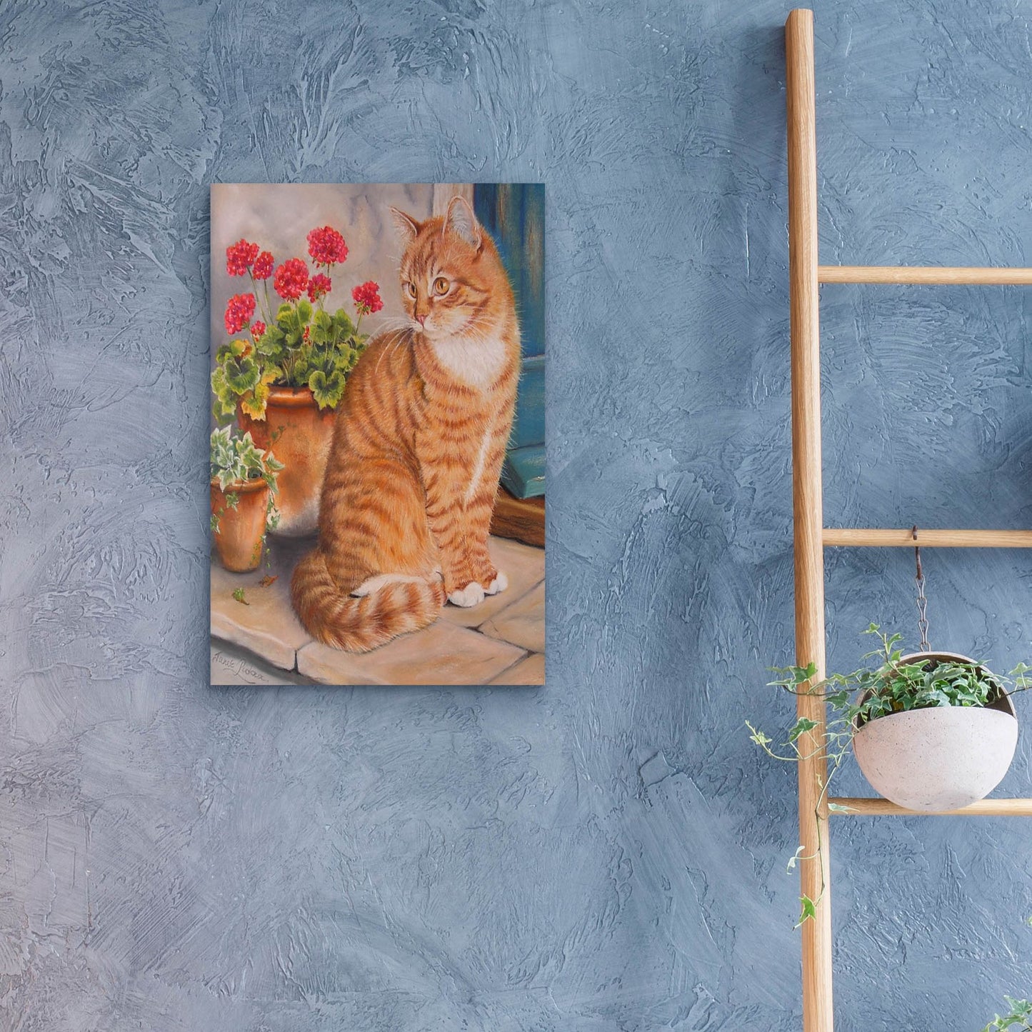 Epic Art 'Ginger Cat On Doorstep' by Janet Pidoux, Acrylic Glass Wall Art,16x24