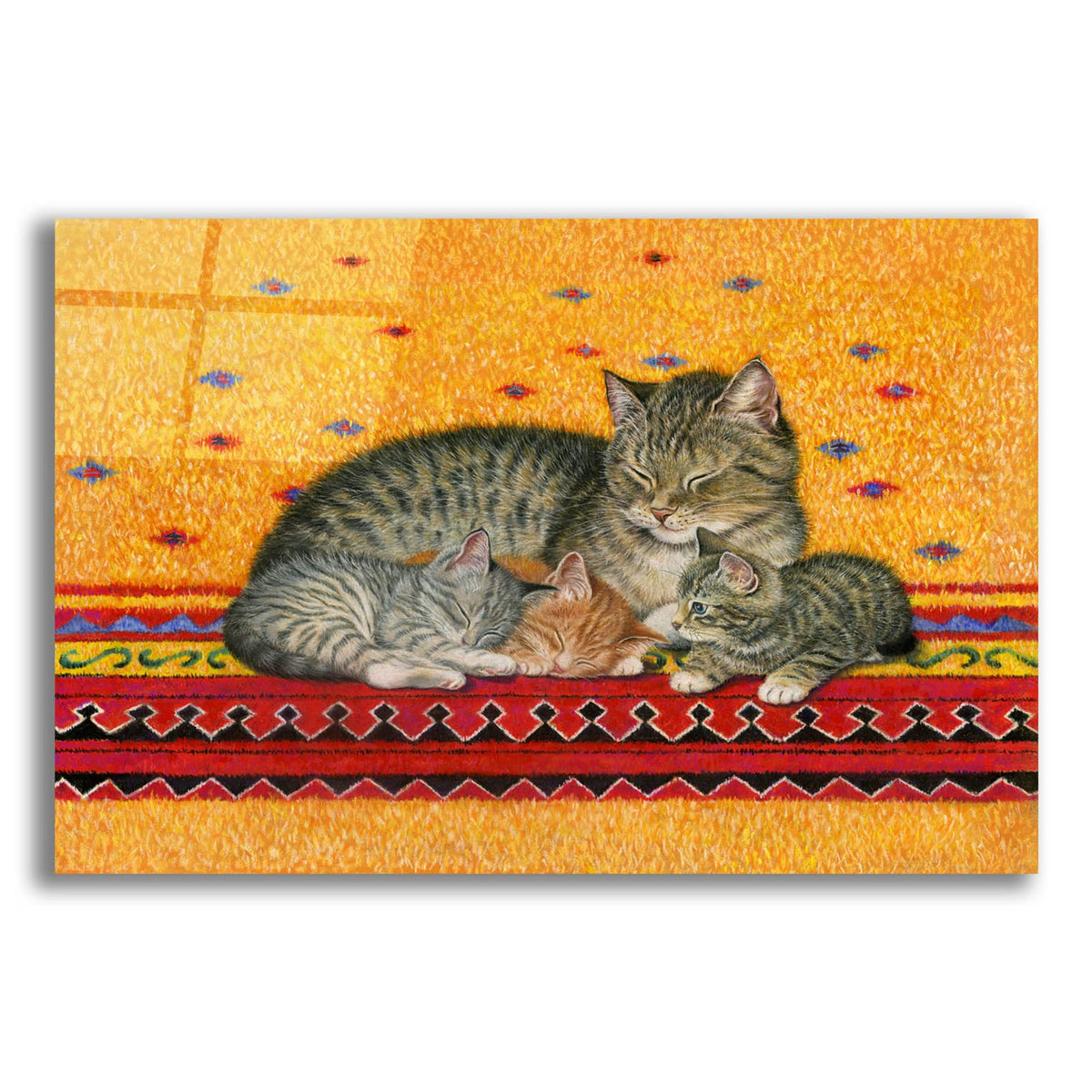 Epic Art 'Mother And Kittens' by Janet Pidoux, Acrylic Glass Wall Art