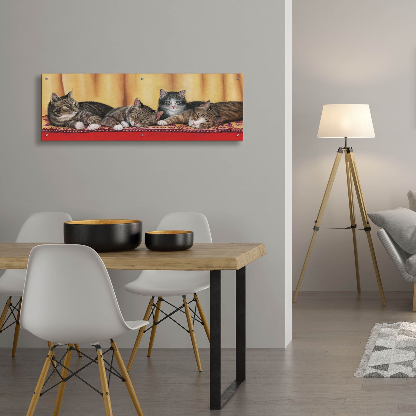 Epic Art 'Relaxing Tabbies' by Janet Pidoux, Acrylic Glass Wall Art,48x16