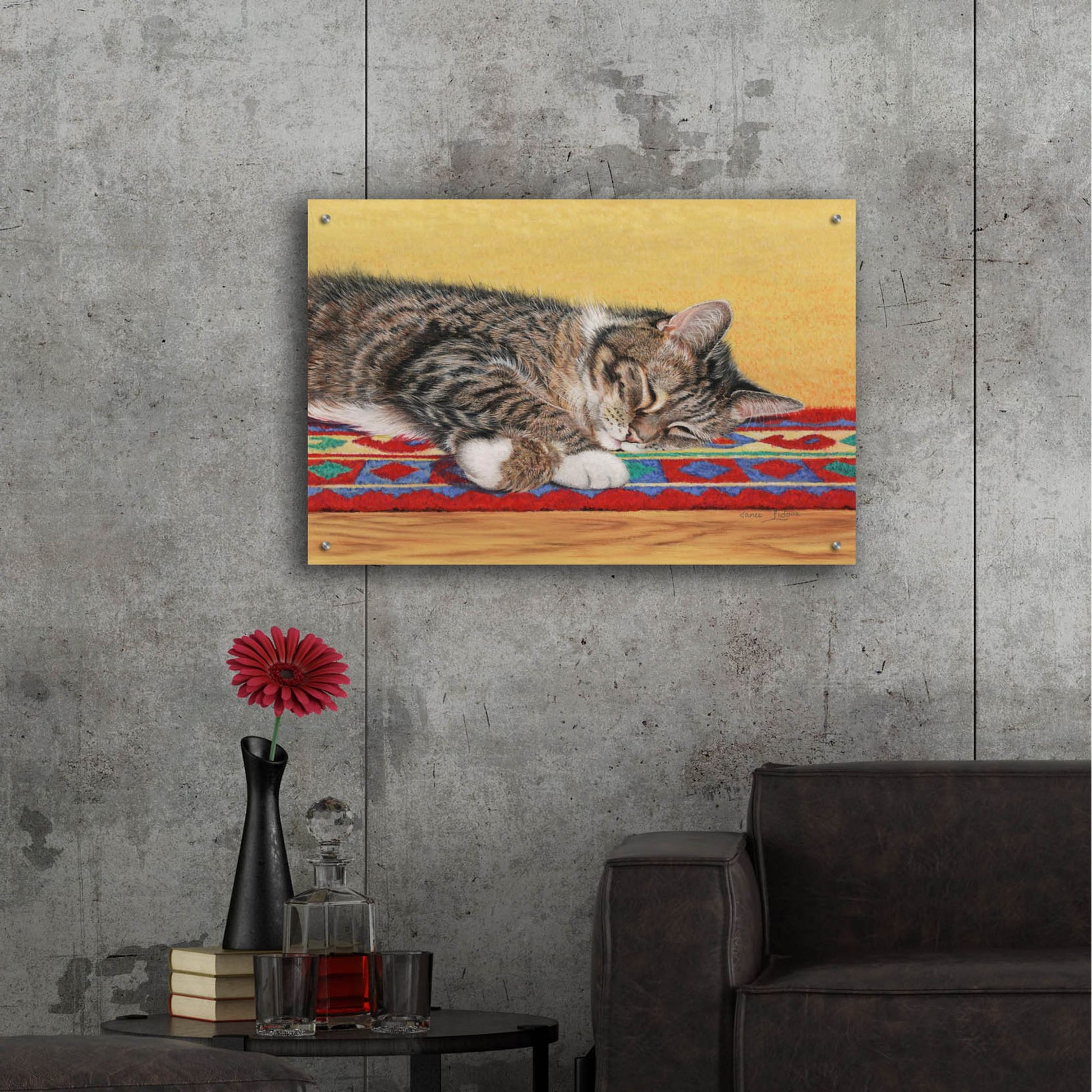 Epic Art 'Sleepy Sam' by Janet Pidoux, Acrylic Glass Wall Art,36x24