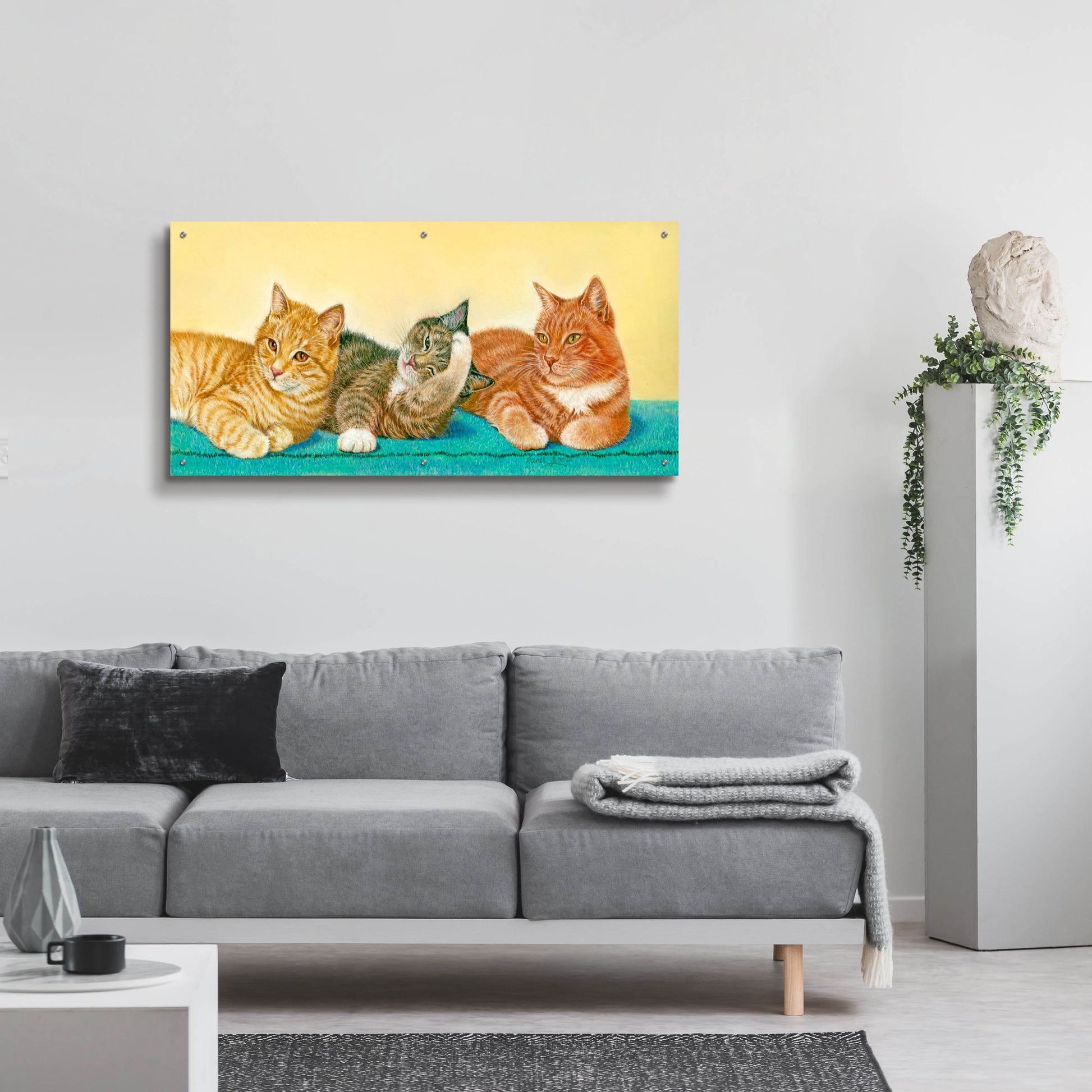 Epic Art 'Tabbies' by Janet Pidoux, Acrylic Glass Wall Art,48x24