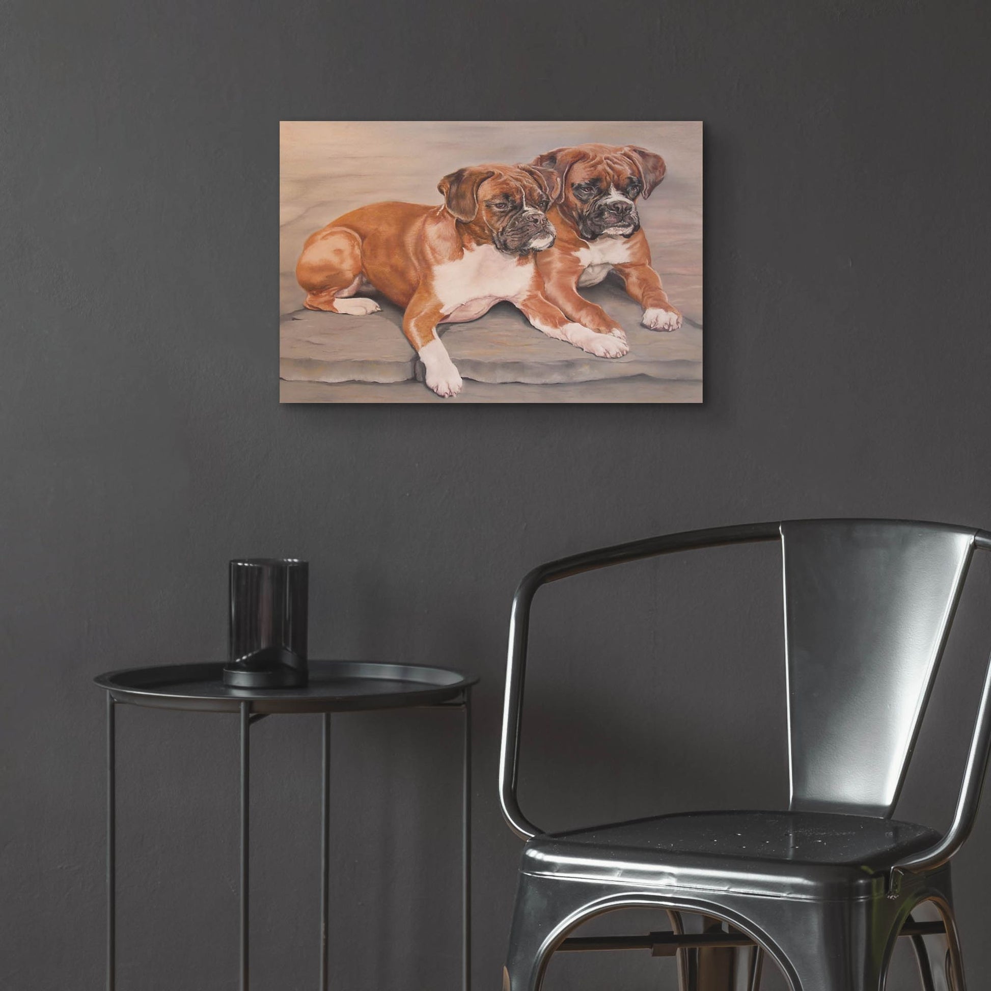 Epic Art 'Two Boxer Dogs' by Janet Pidoux, Acrylic Glass Wall Art,24x16