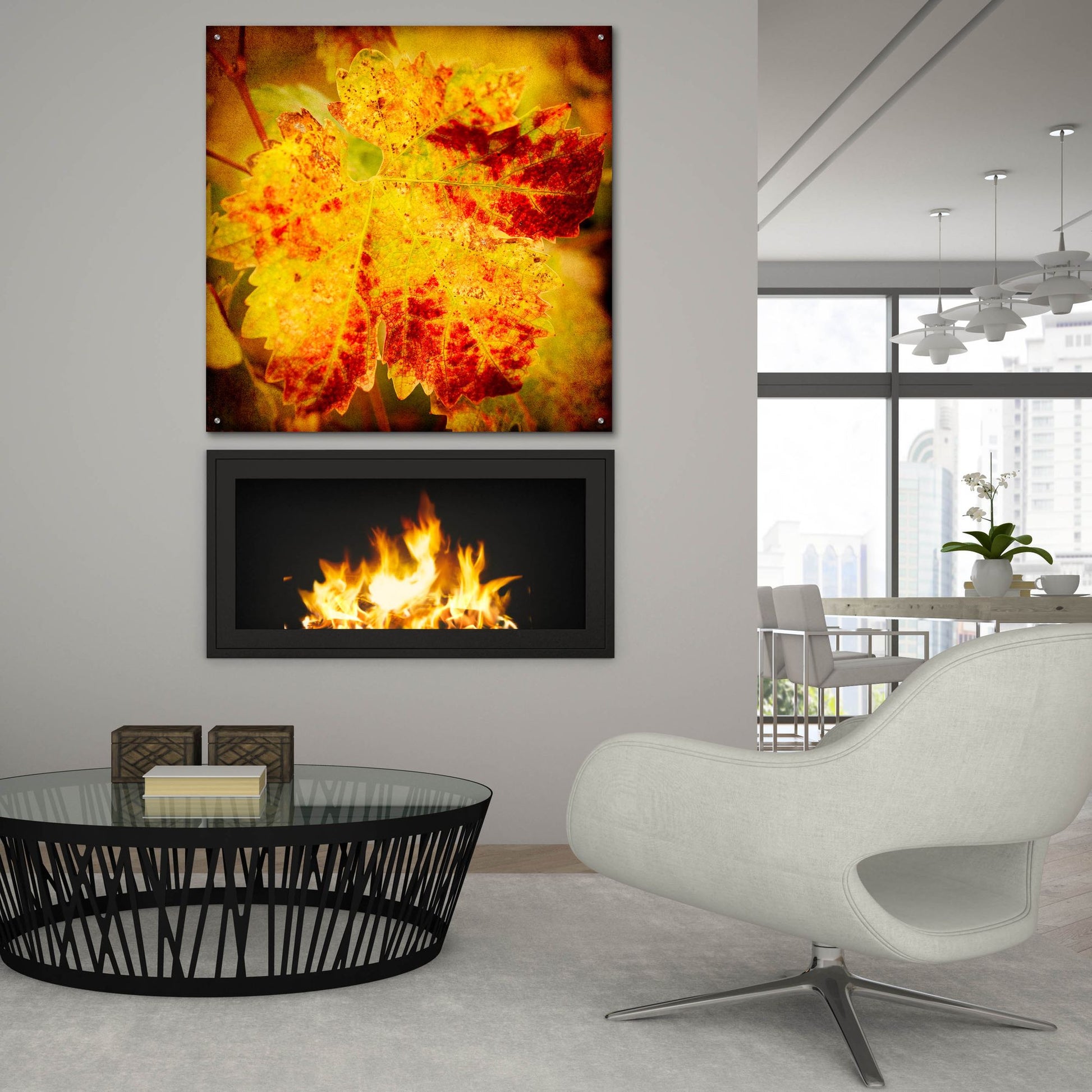 Epic Art 'Golden Foliage' by Jessica Rogers, Acrylic Glass Wall Art,36x36