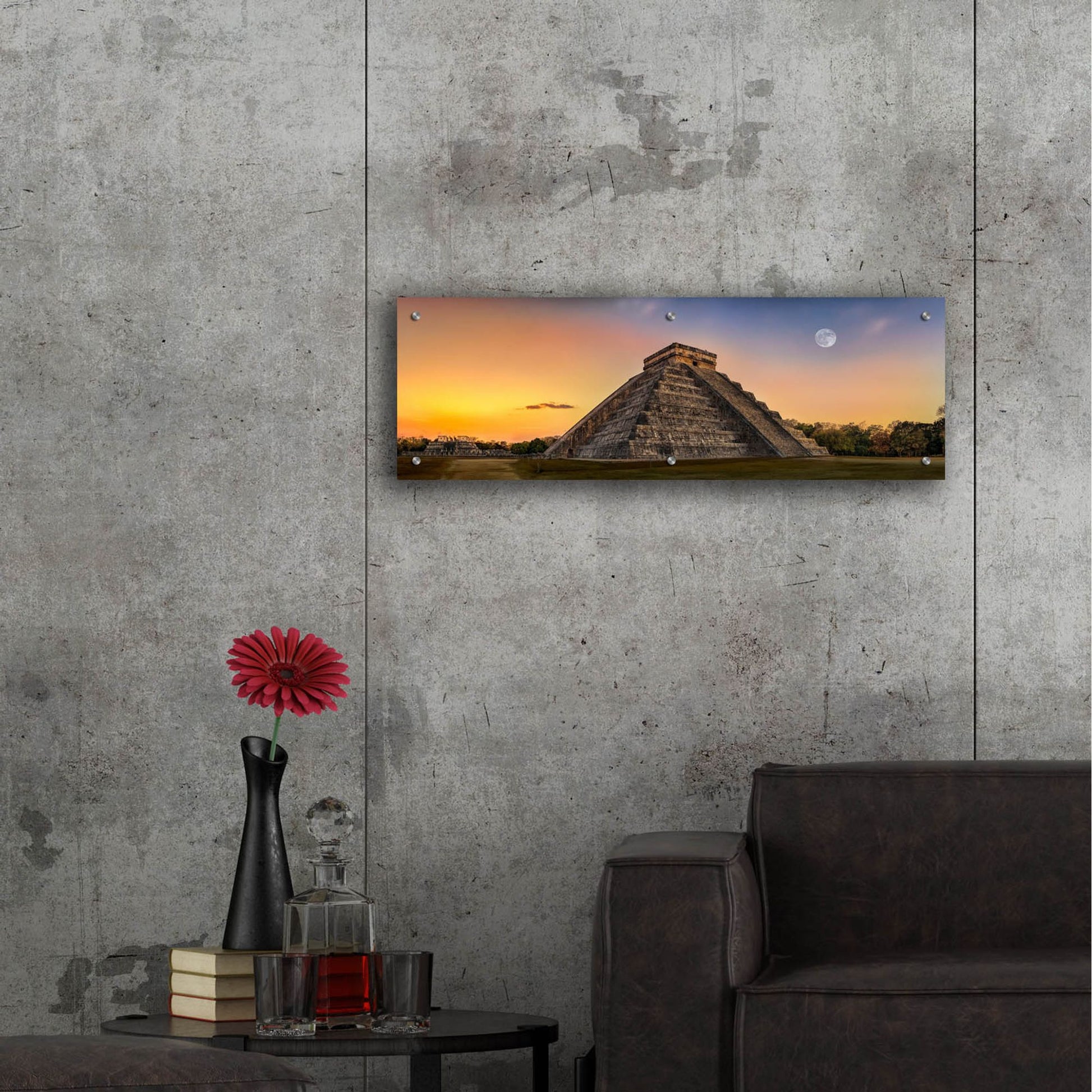 Epic Art 'Chichen Itza' by Jonathan Ross, Acrylic Glass Wall Art,36x12