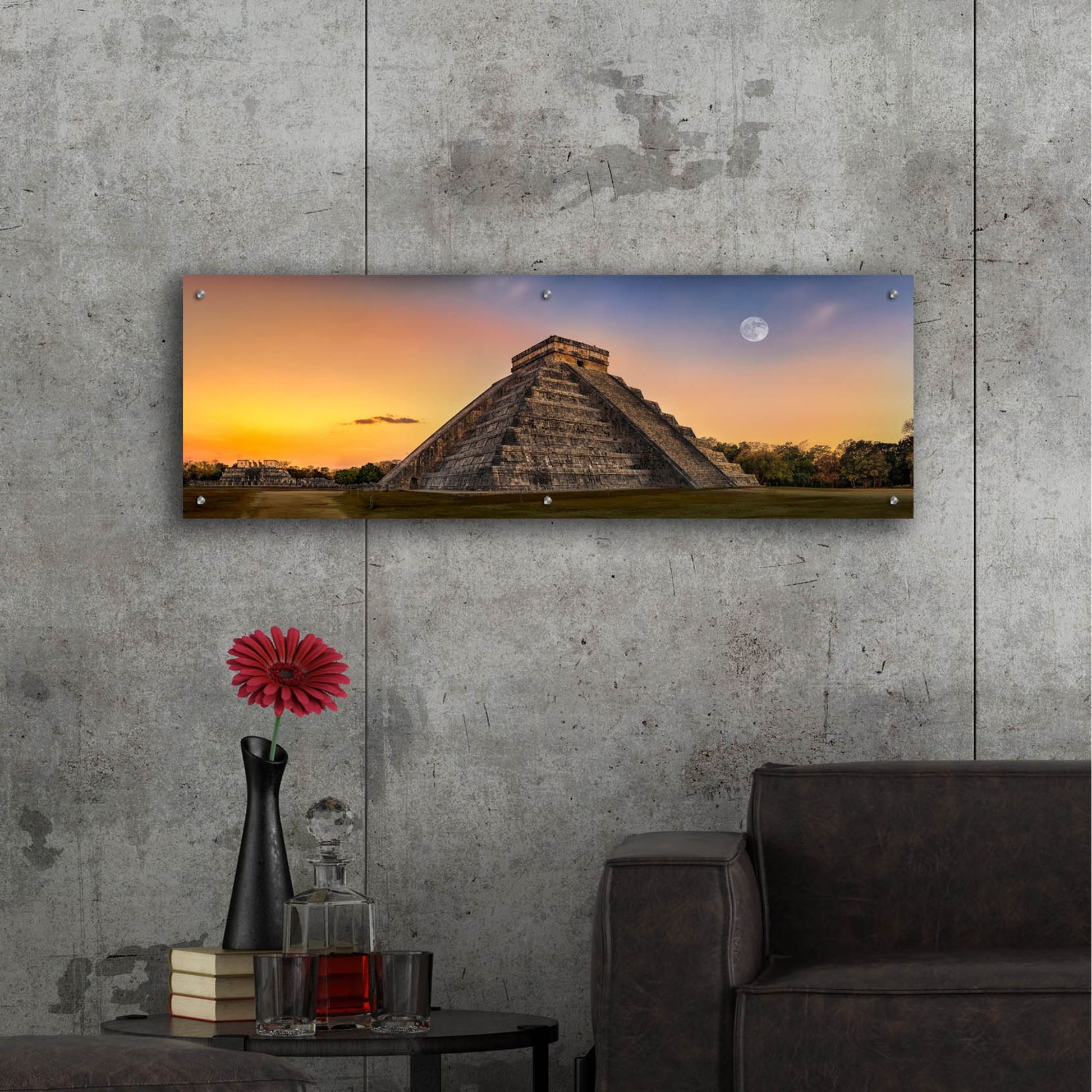 Epic Art 'Chichen Itza' by Jonathan Ross, Acrylic Glass Wall Art,48x16